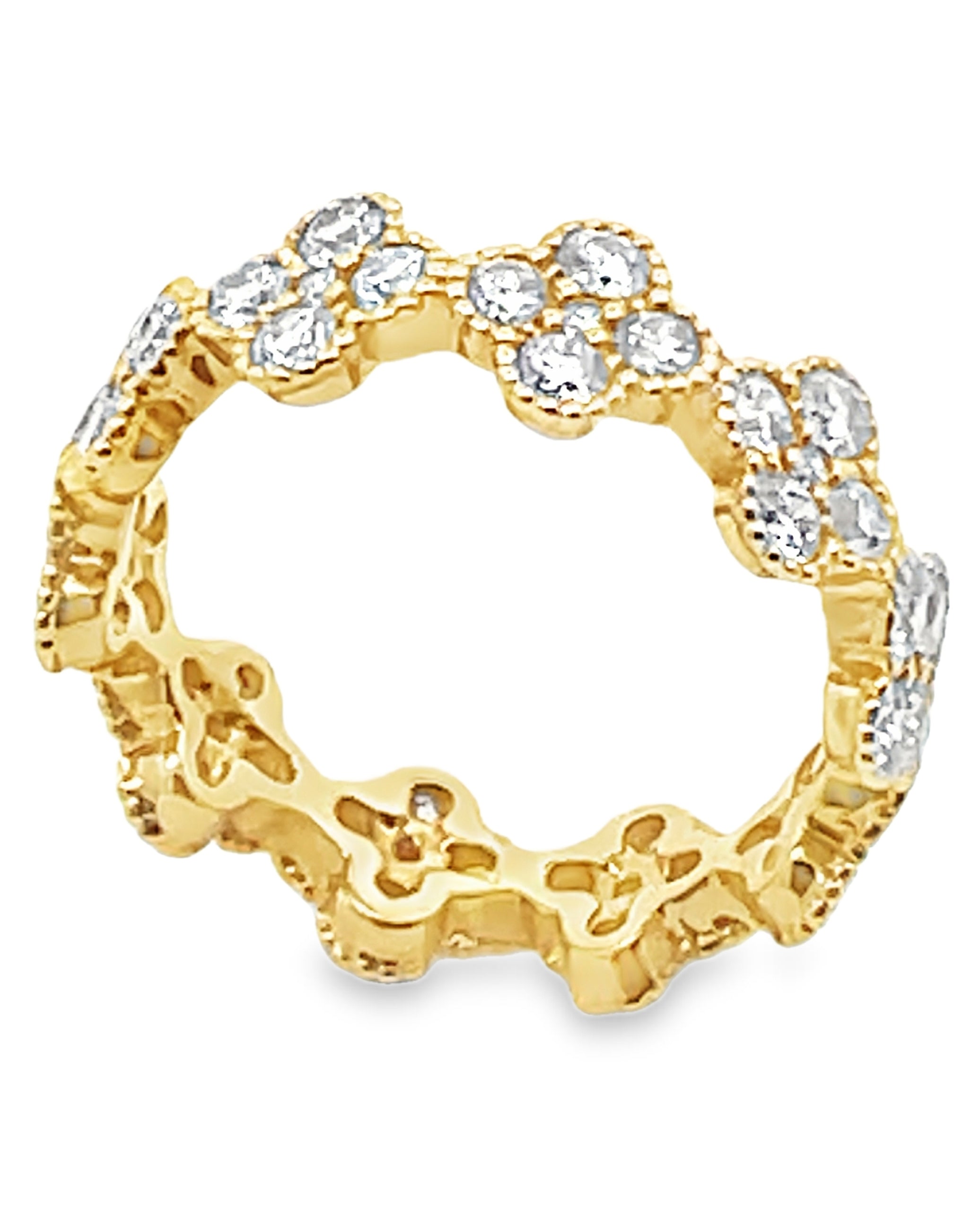 18K Yellow Gold 1.67 carat Diamond Quatrefoil Ring