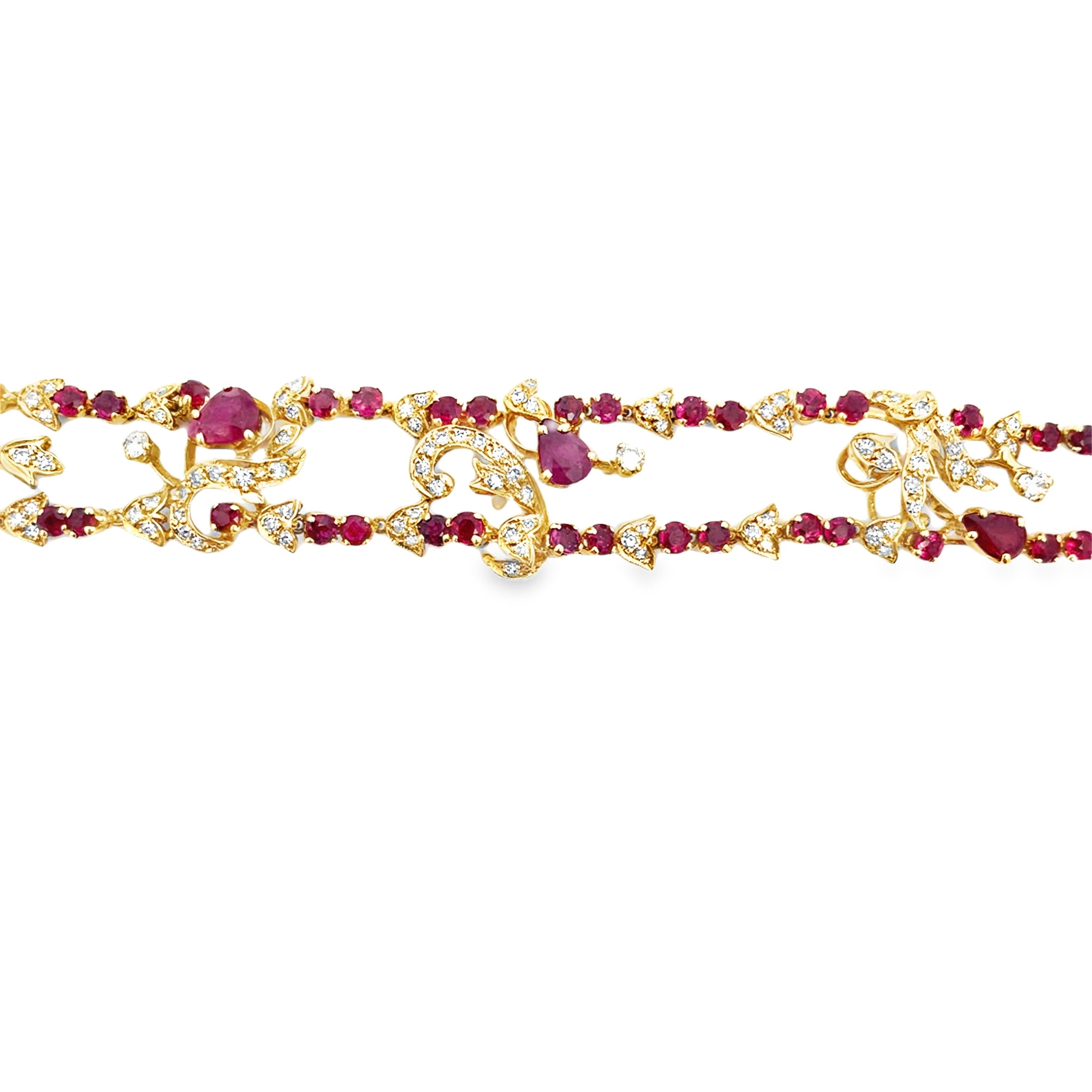 Vintage Multirow Ruby and Diamond Bracelet