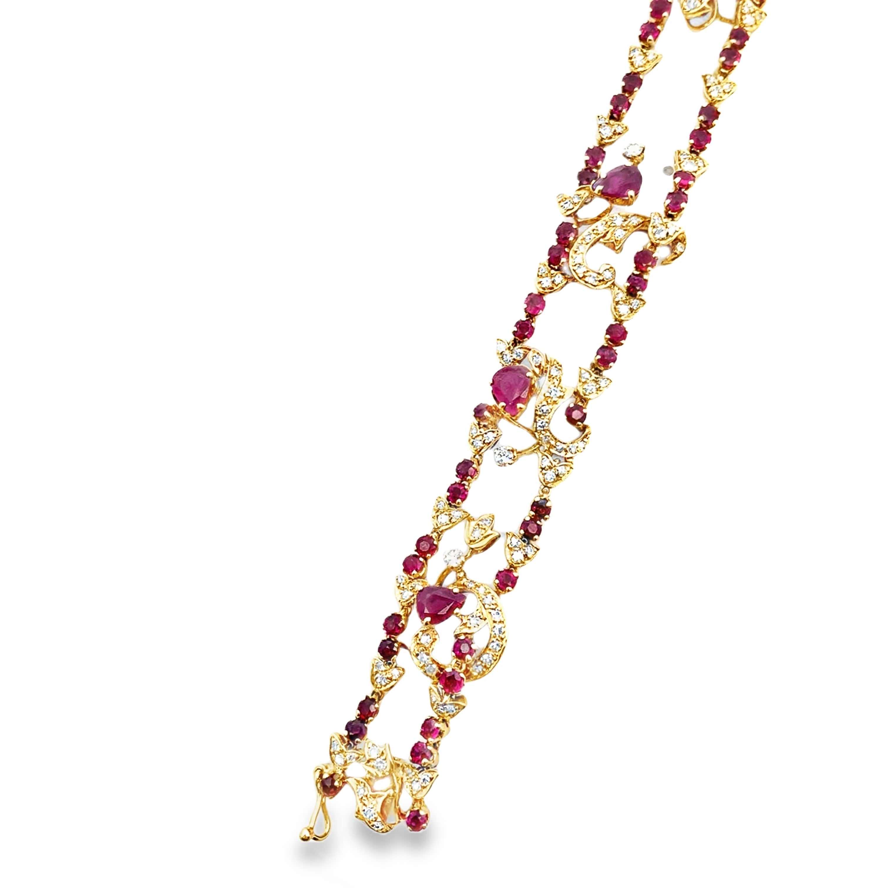 Vintage Multirow Ruby and Diamond Bracelet