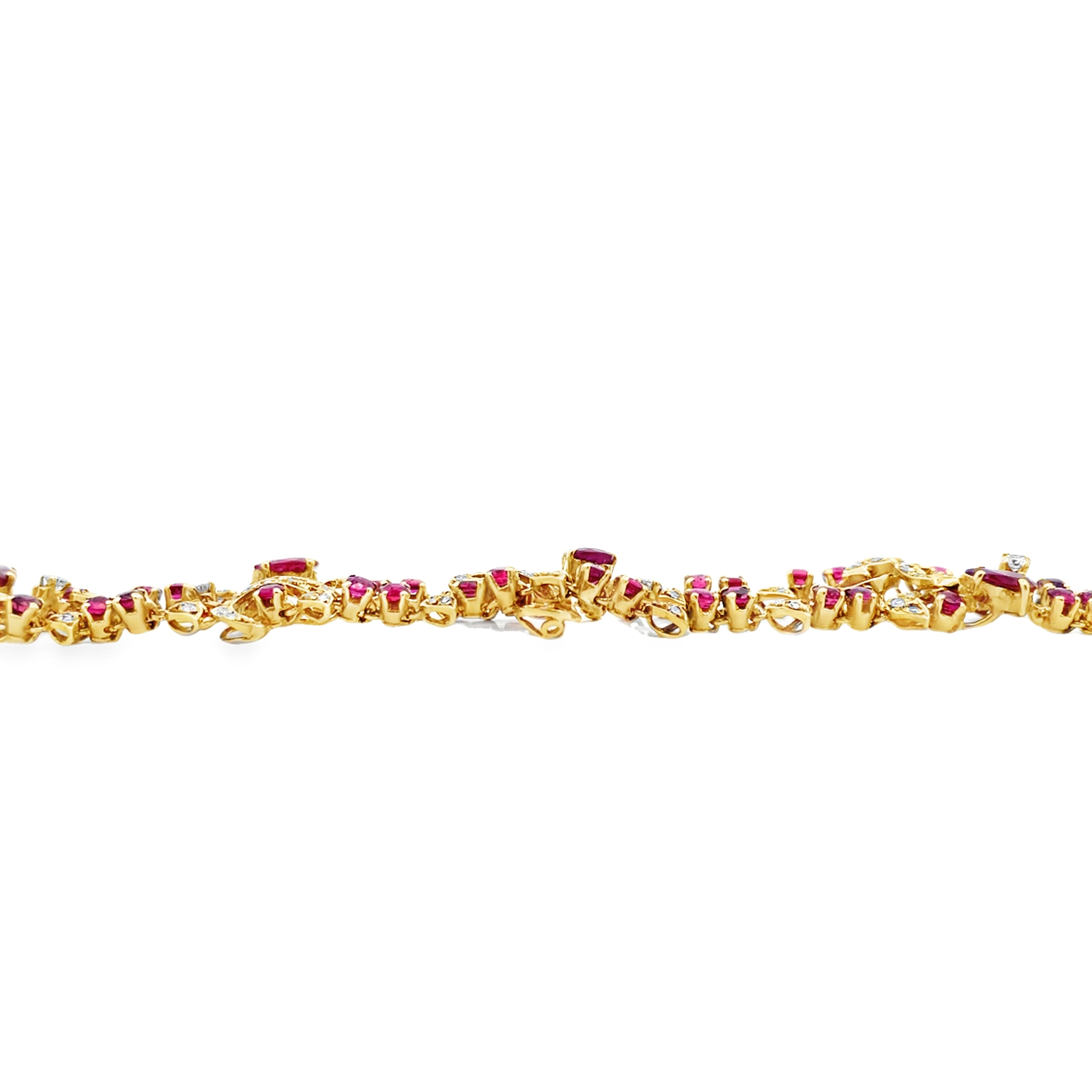 Vintage Multirow Ruby and Diamond Bracelet