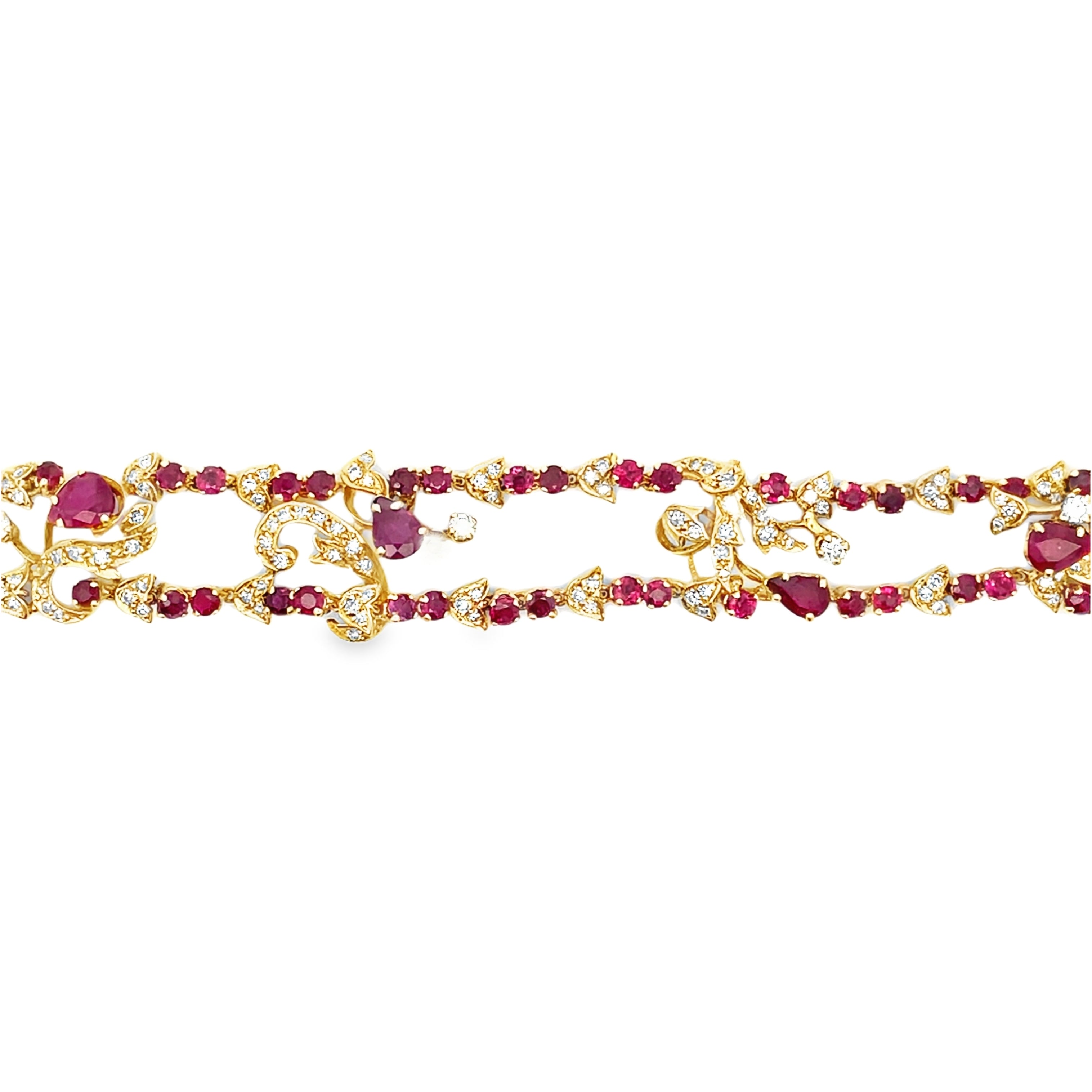Vintage Multirow Ruby and Diamond Bracelet