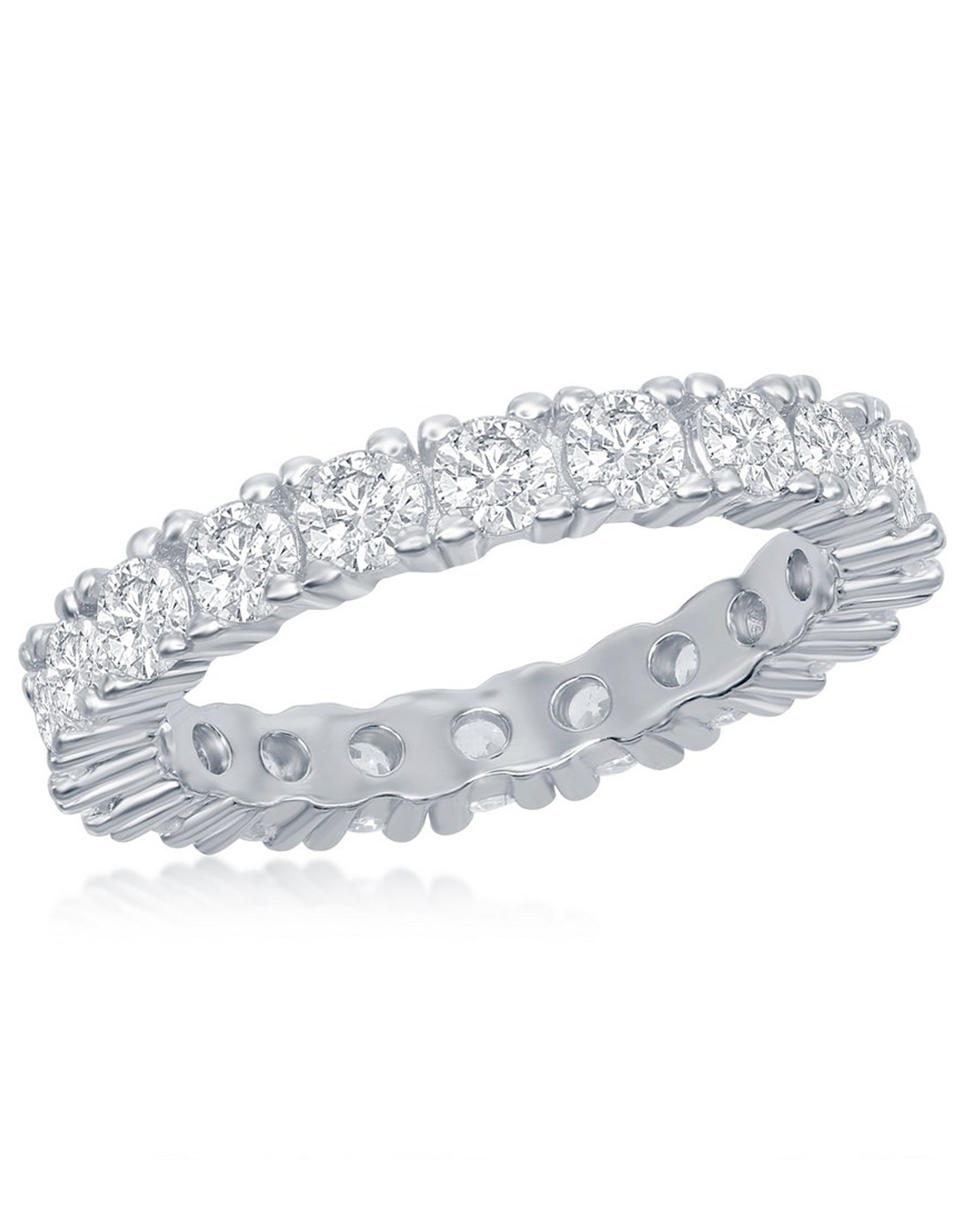Sterling Silver 3mm CZ Eternity Band