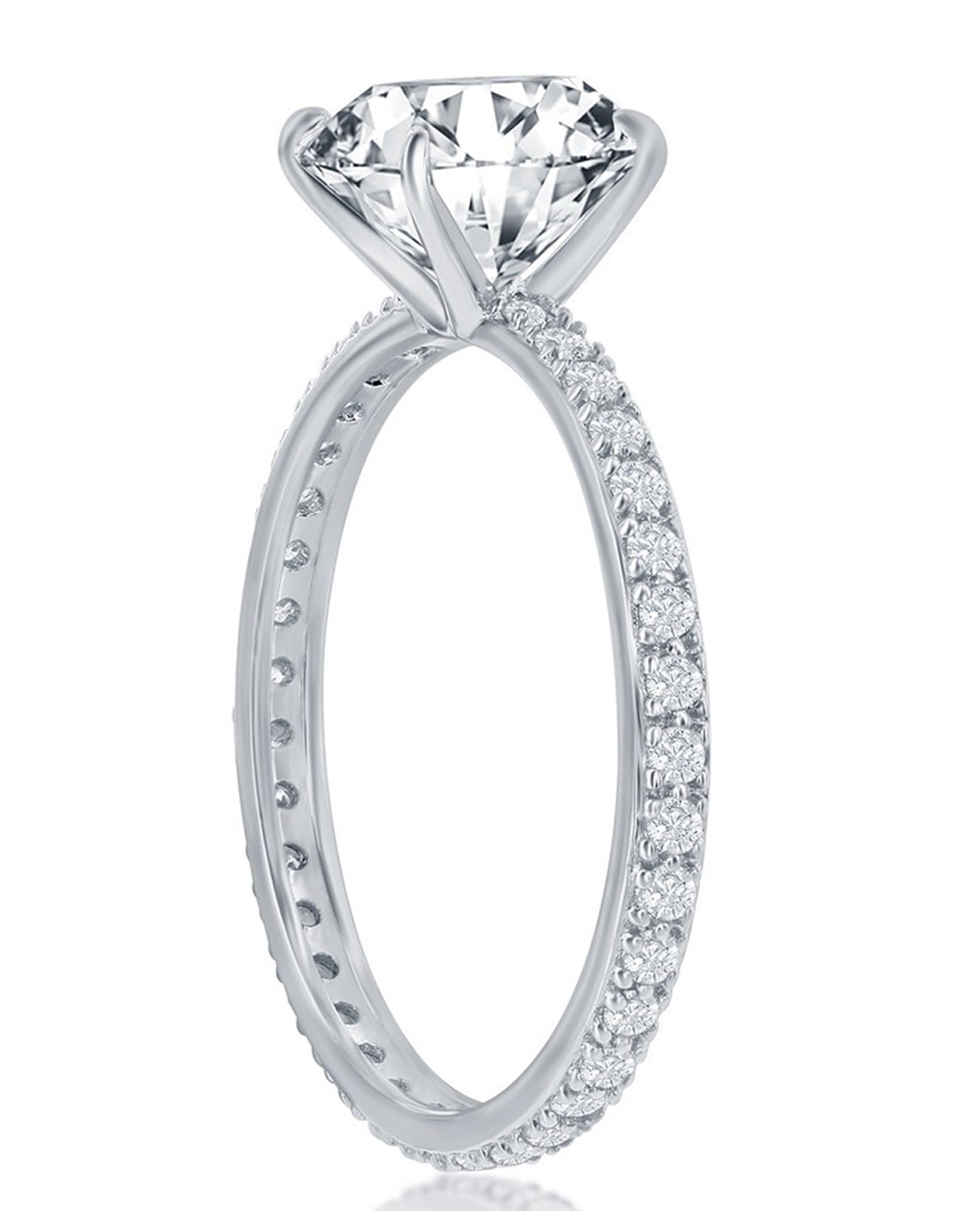 Sterling Silver Round CZ Eternity Band Engagement Ring