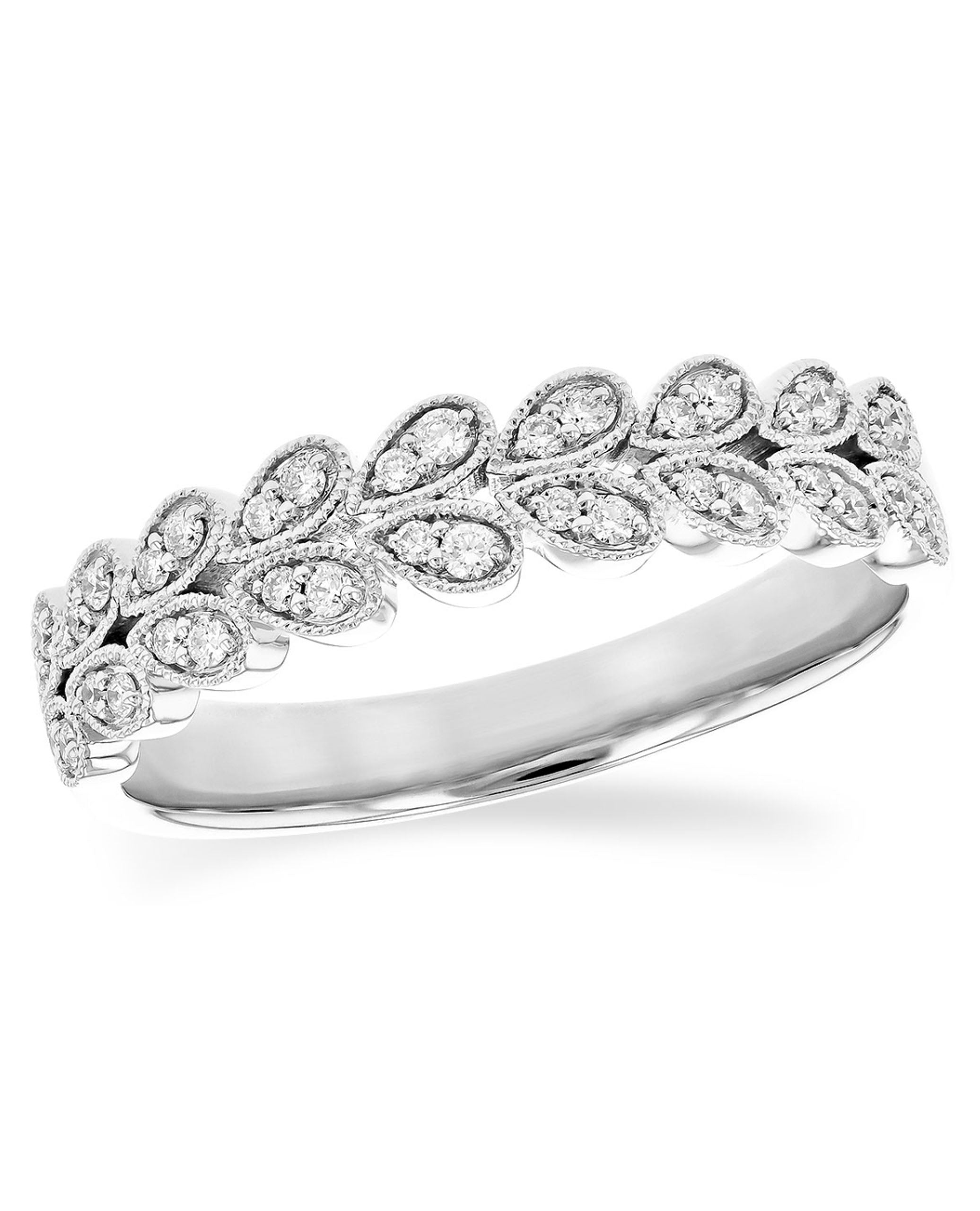 Allison Kaufman 14K White Gold Wedding Band with Diamonds- Size 7