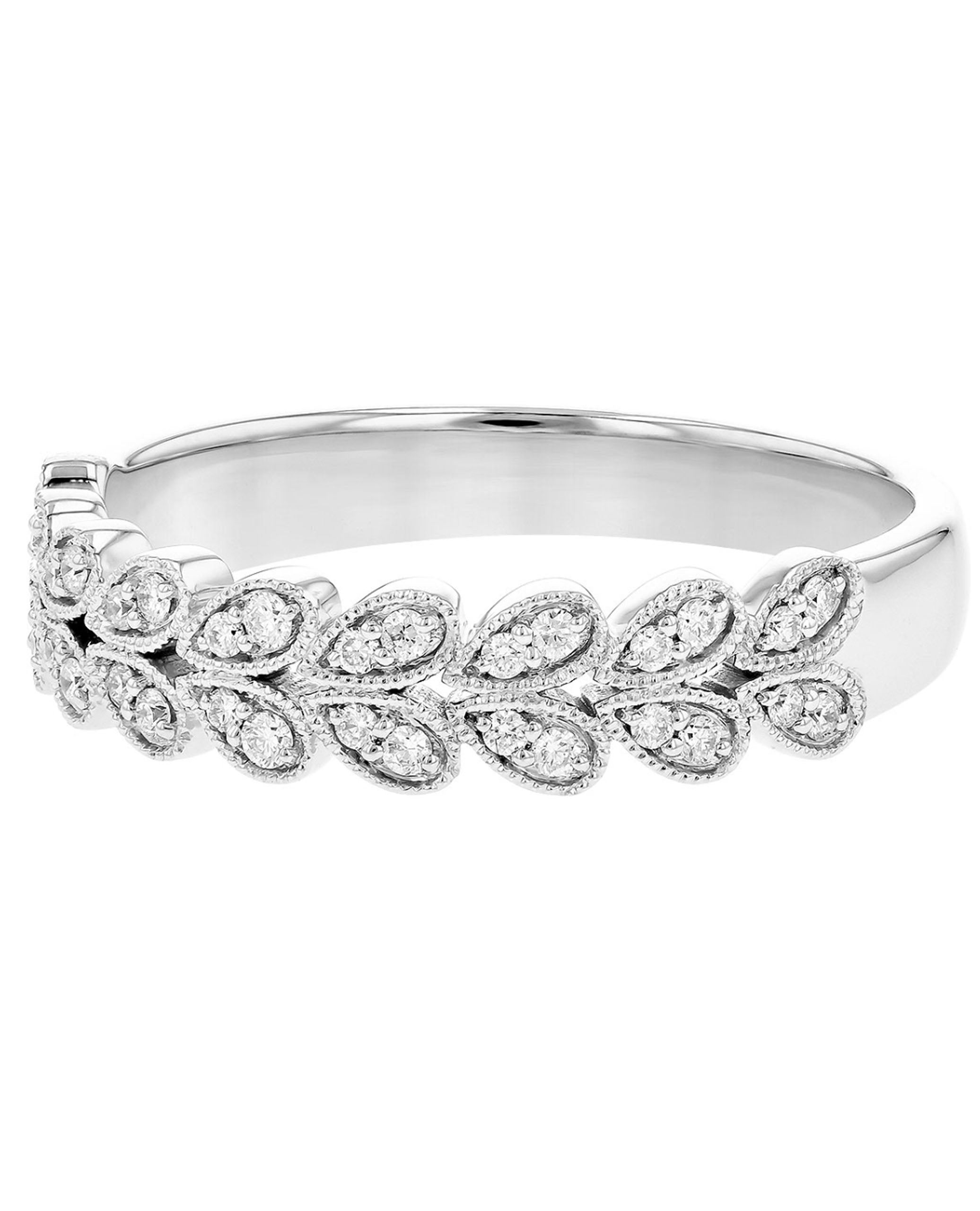 Allison Kaufman 14K White Gold Wedding Band with Diamonds- Size 7