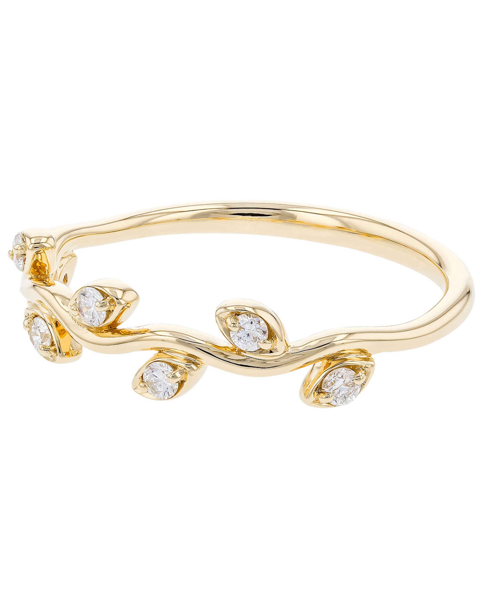 14K Yellow Gold Wedding Ring with Diamonds- Size 7