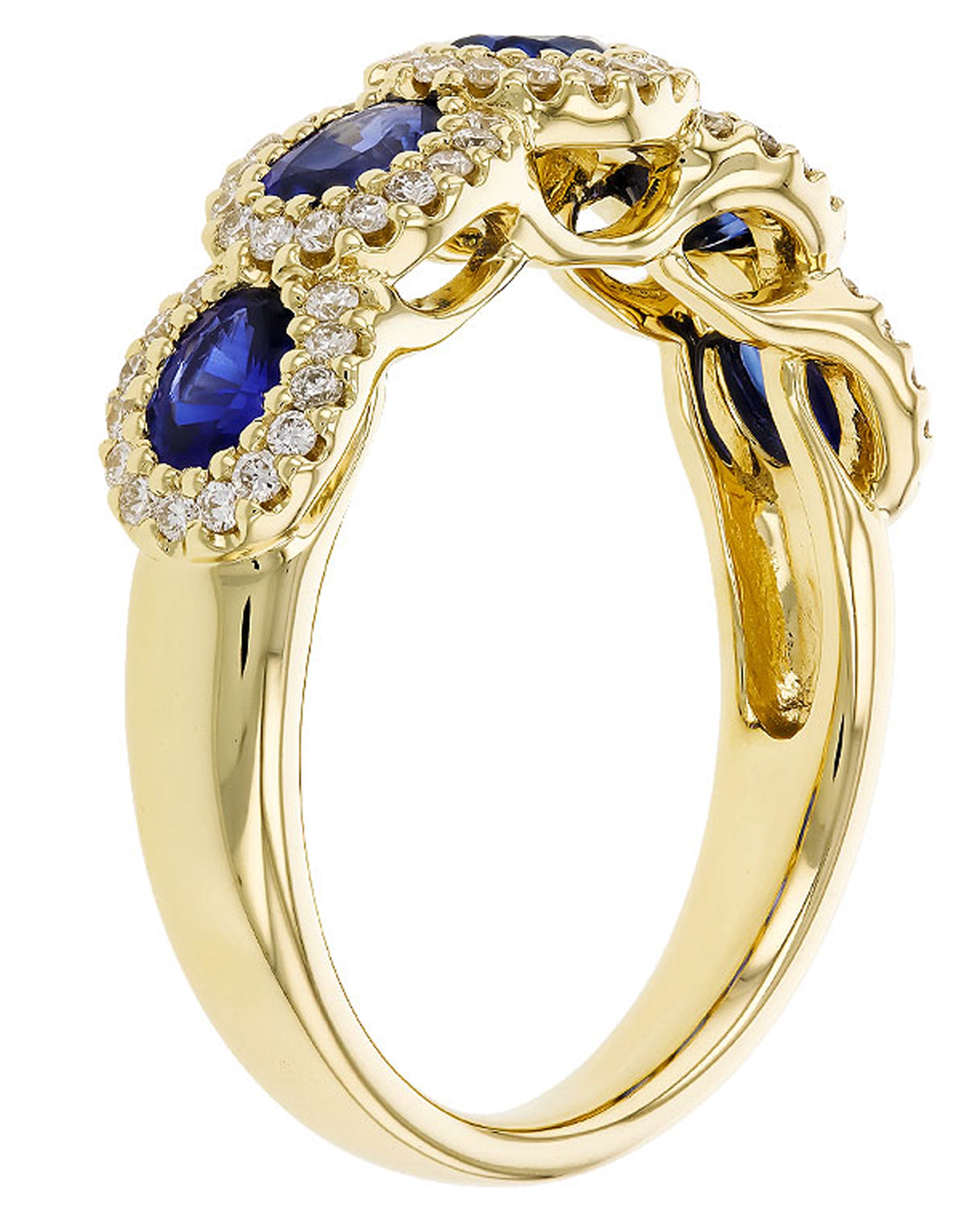 Allison Kaufman 14K Yellow Gold Oval Blue Sapphire and Diamond Band Ring