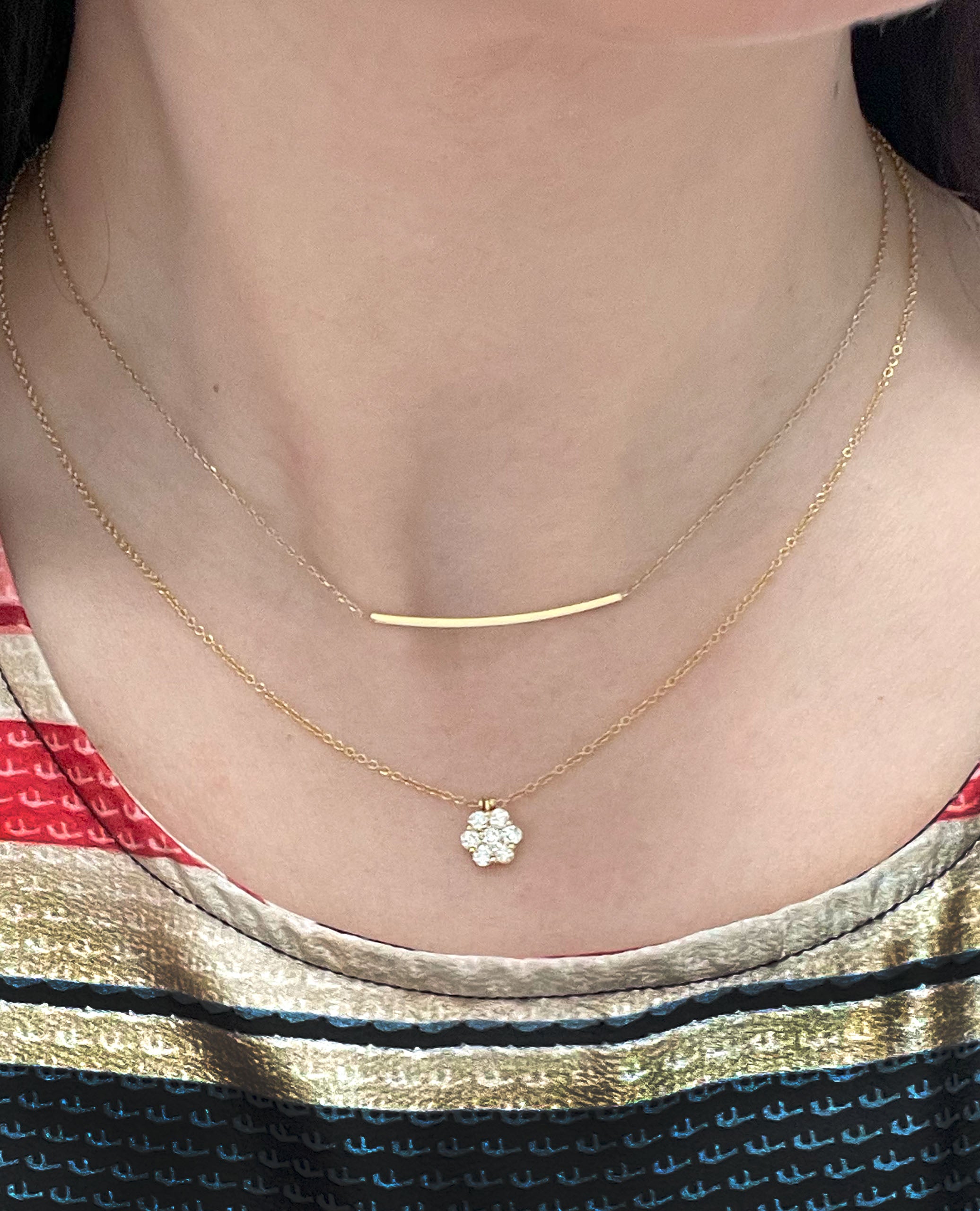 18K White Gold Diamond Cluster Necklace