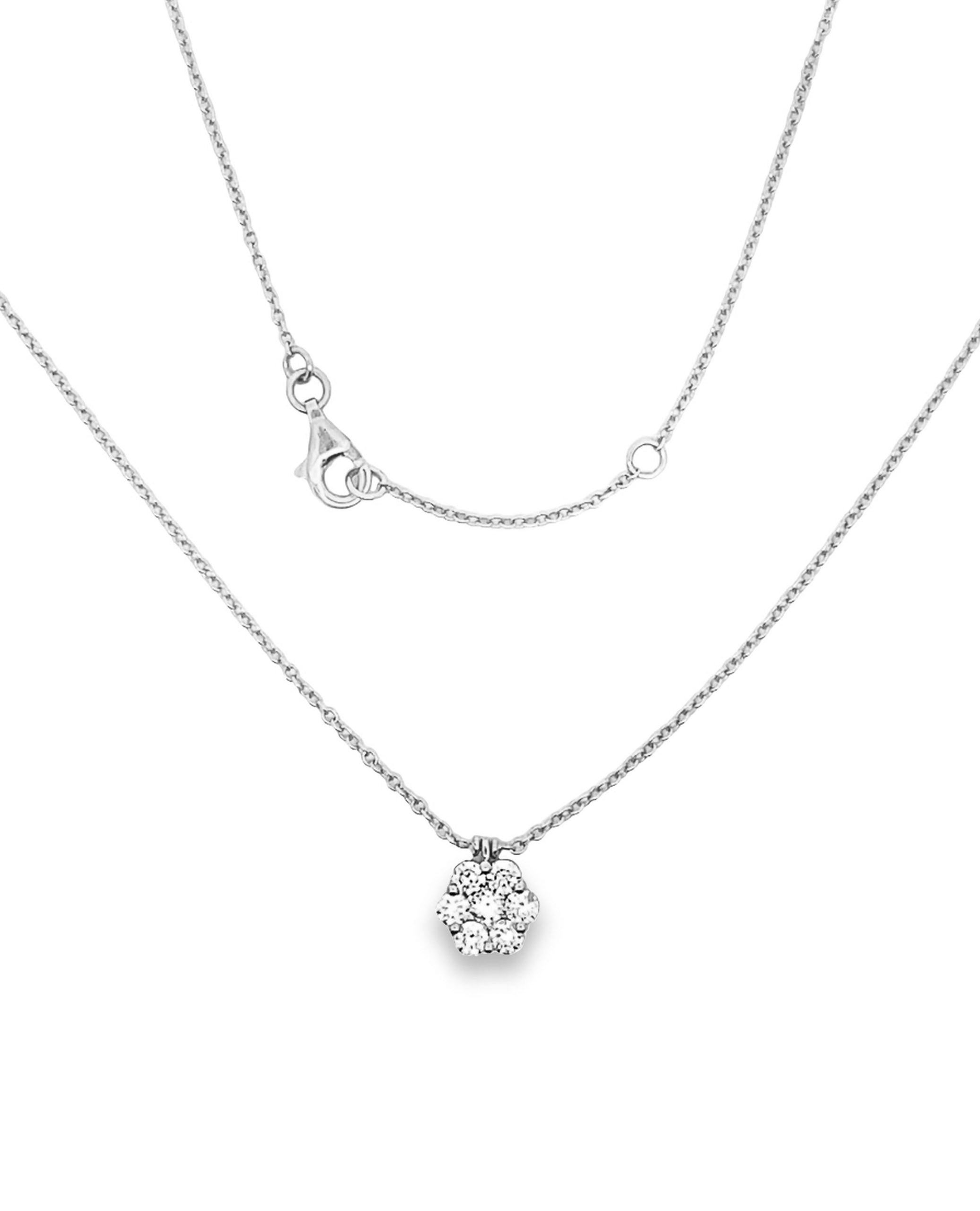 18K White Gold Diamond Cluster Necklace