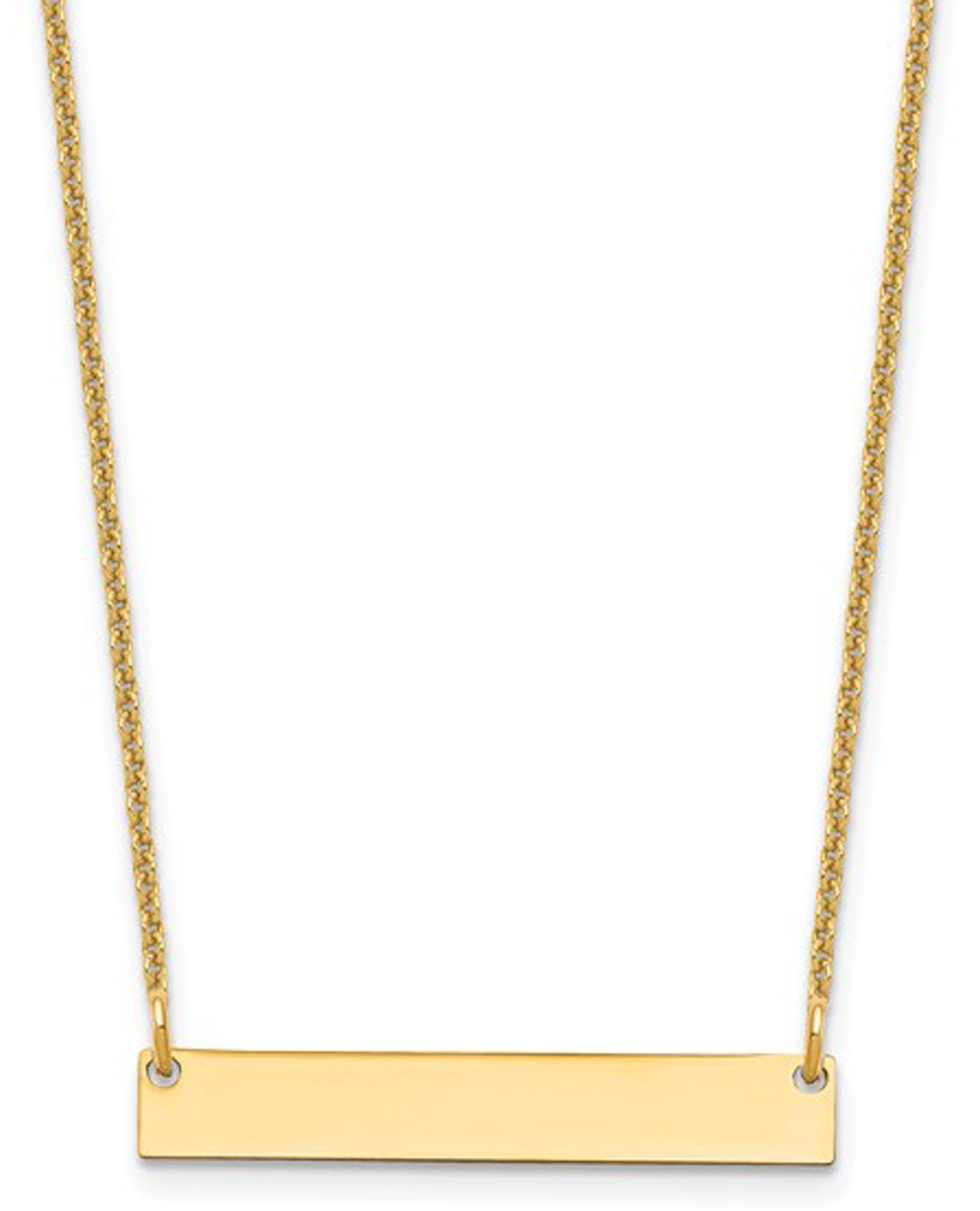 14K Yellow Gold Blank Bar Necklace