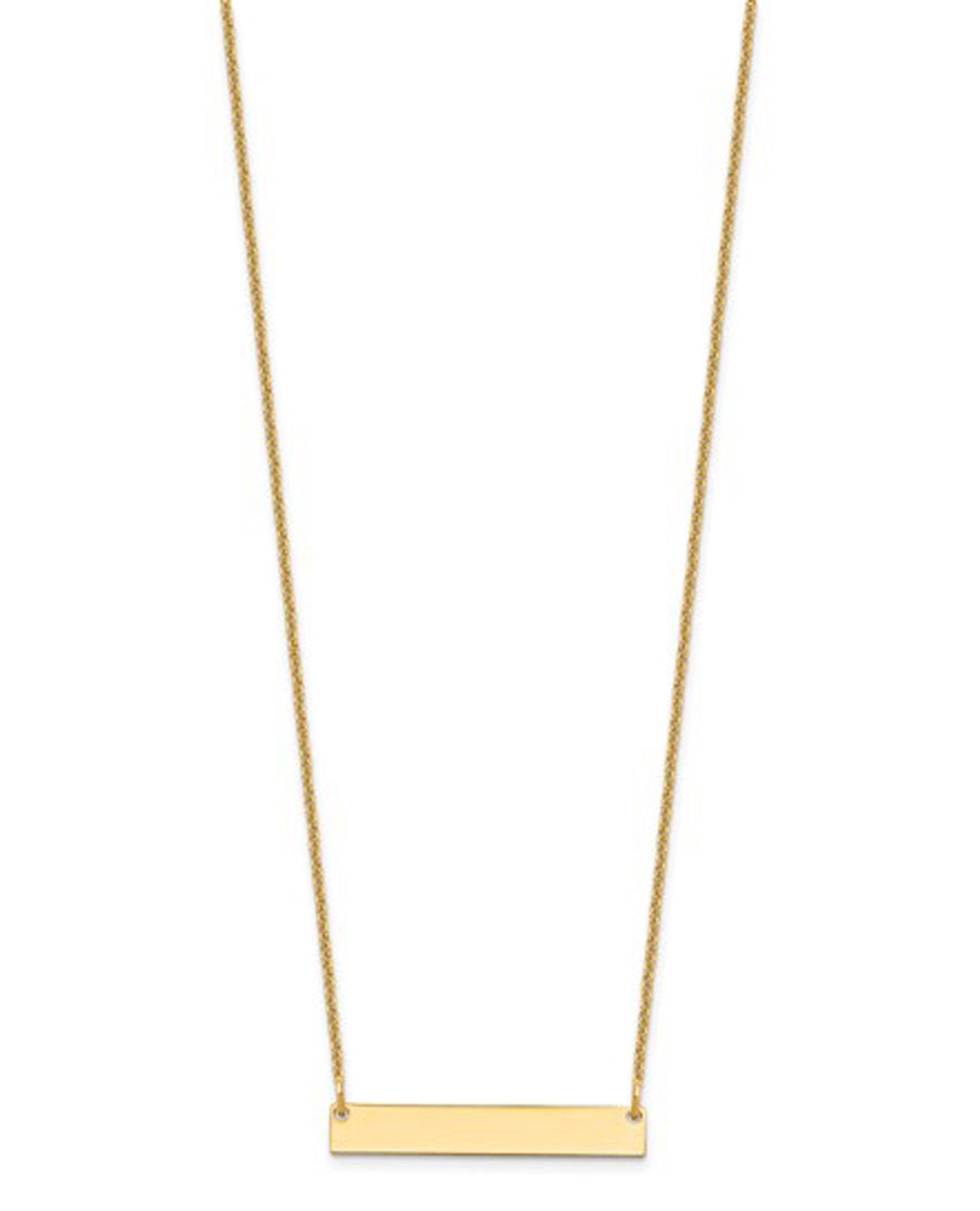 14K Yellow Gold Blank Bar Necklace