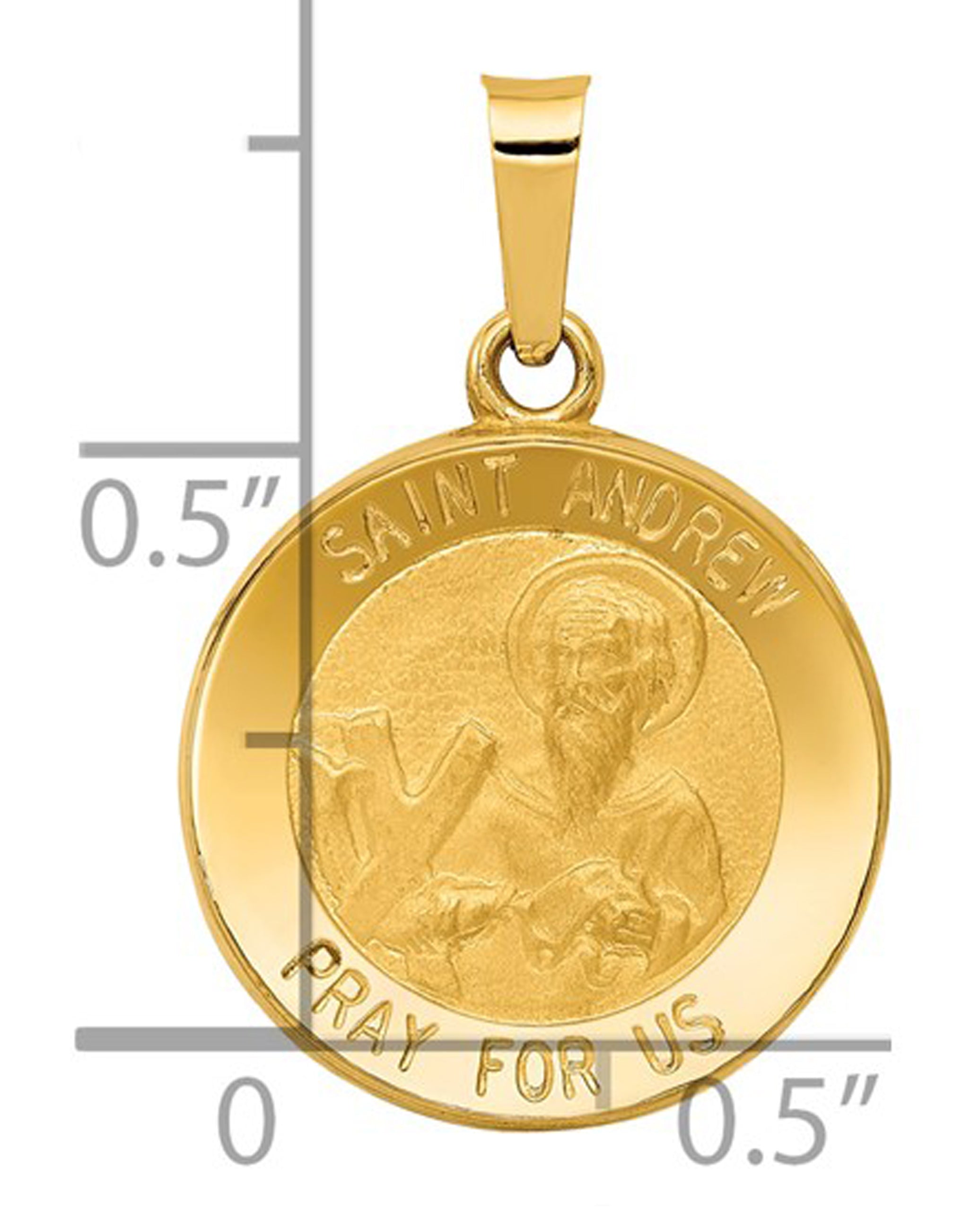 14K Yellow Gold St. Andrew Medal Hollow Pendant