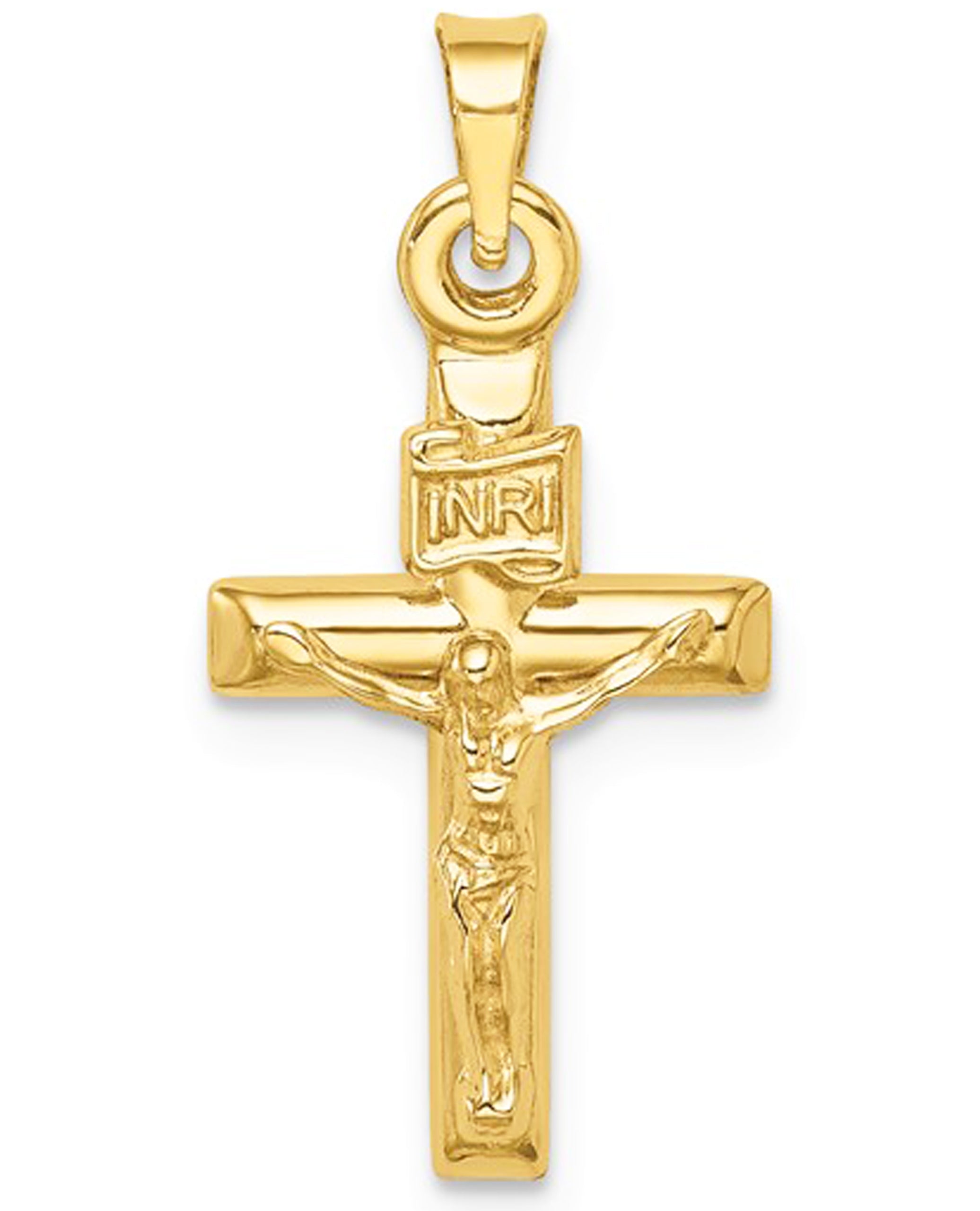 14K Yellow Gold Hollow Crucifix Pendant