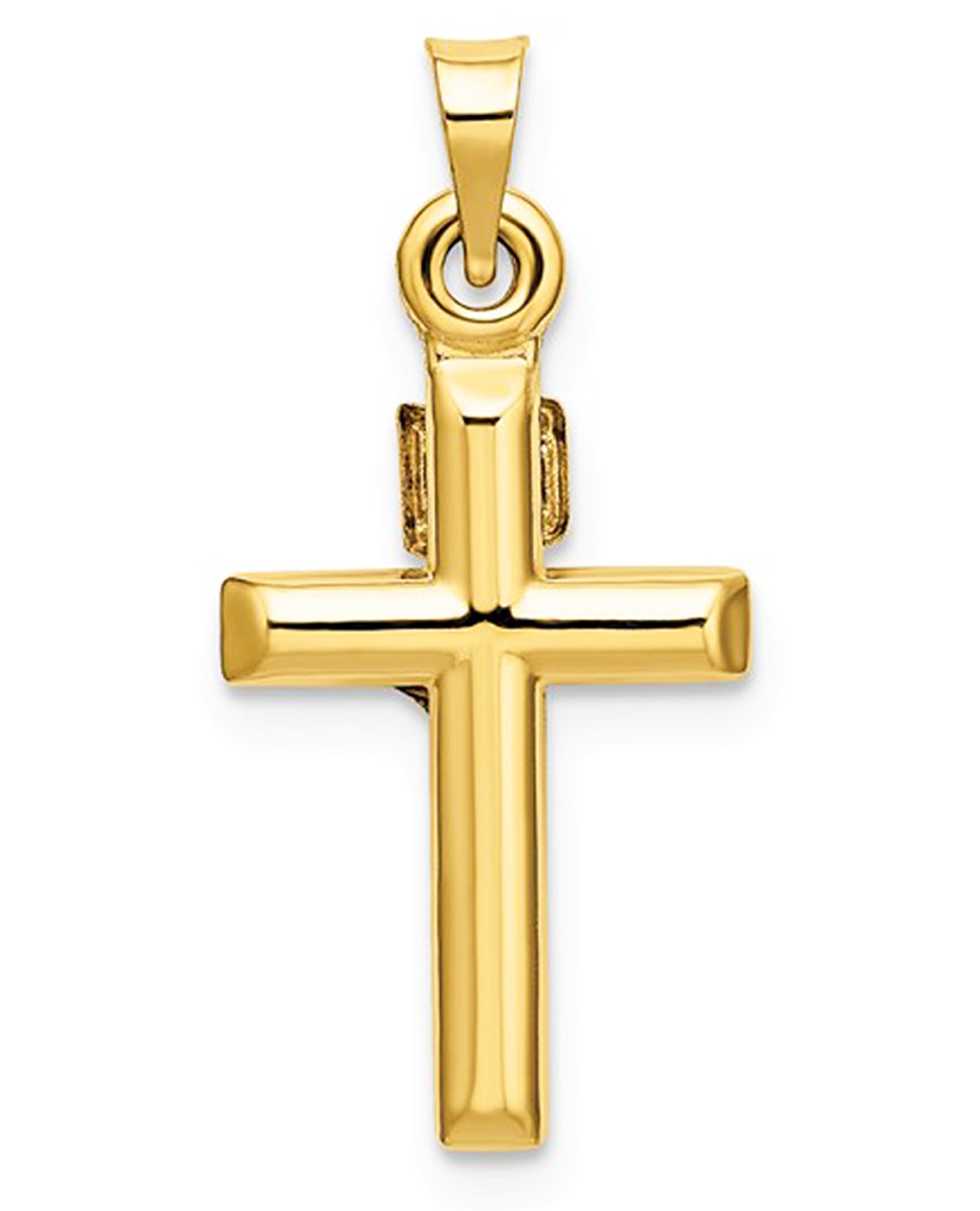 14K Yellow Gold Hollow Crucifix Pendant