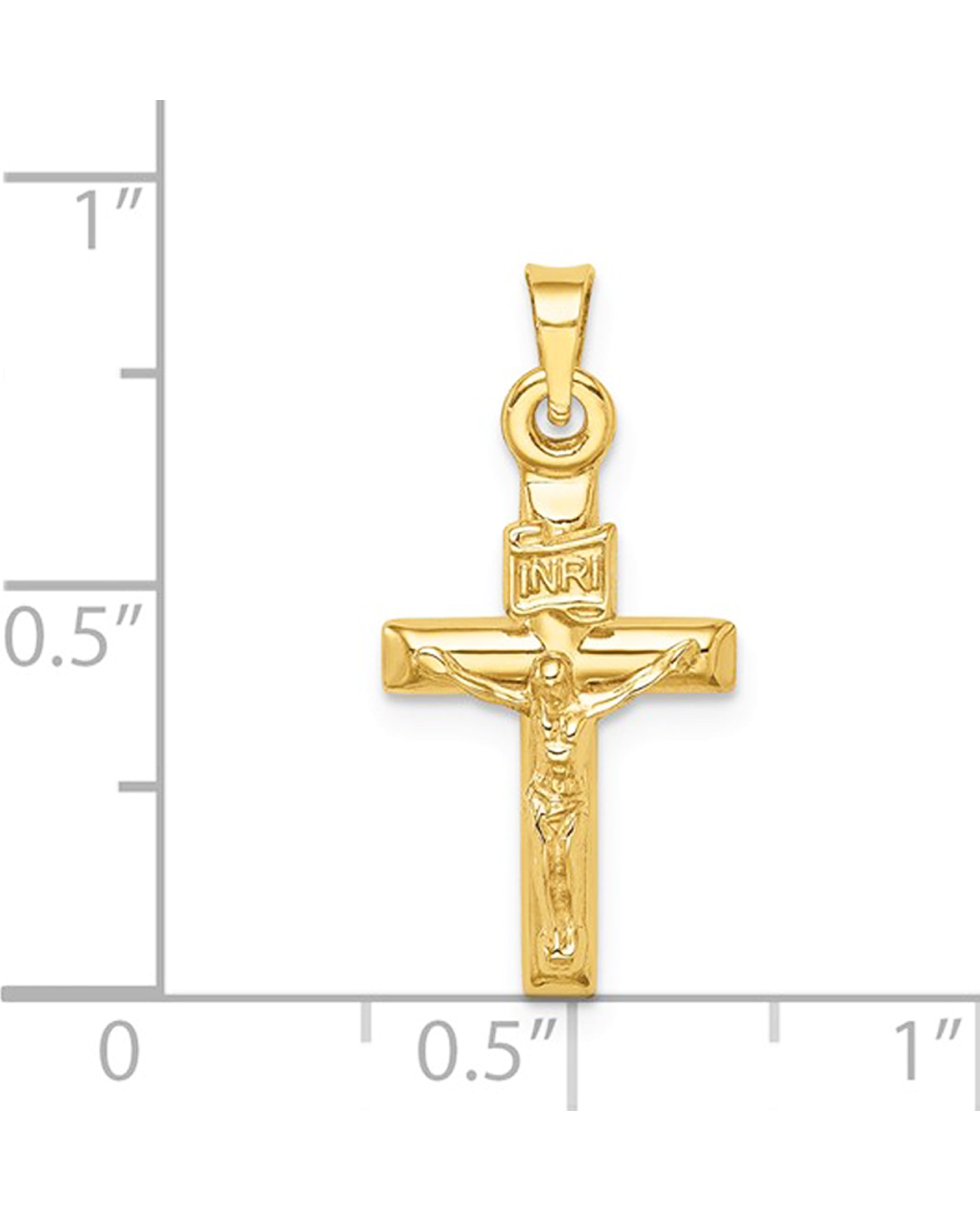 14K Yellow Gold Hollow Crucifix Pendant
