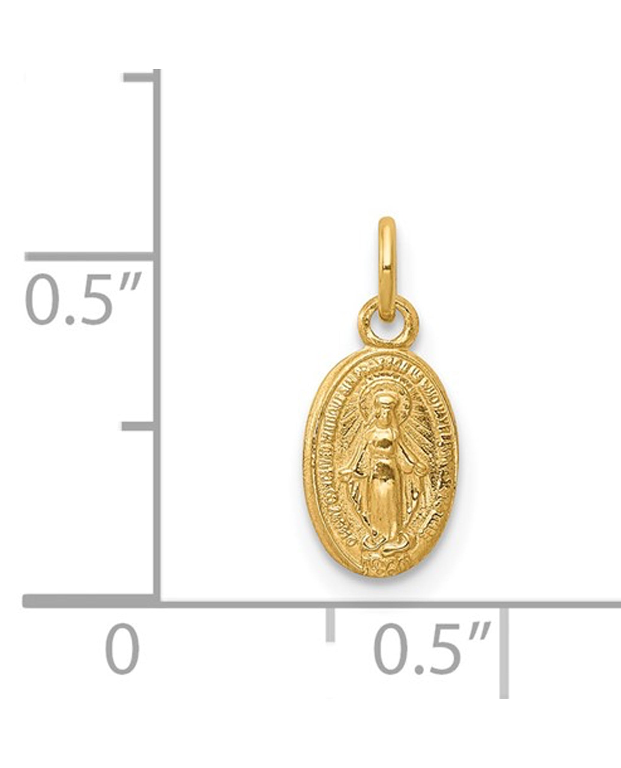 14K Yellow Gold Small Miraculous Medal Charm