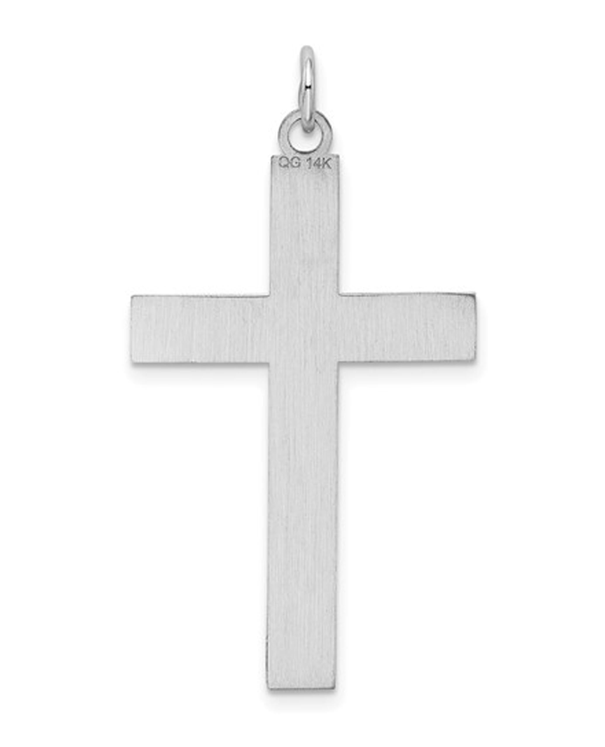 14K White Gold Laser Design Cross