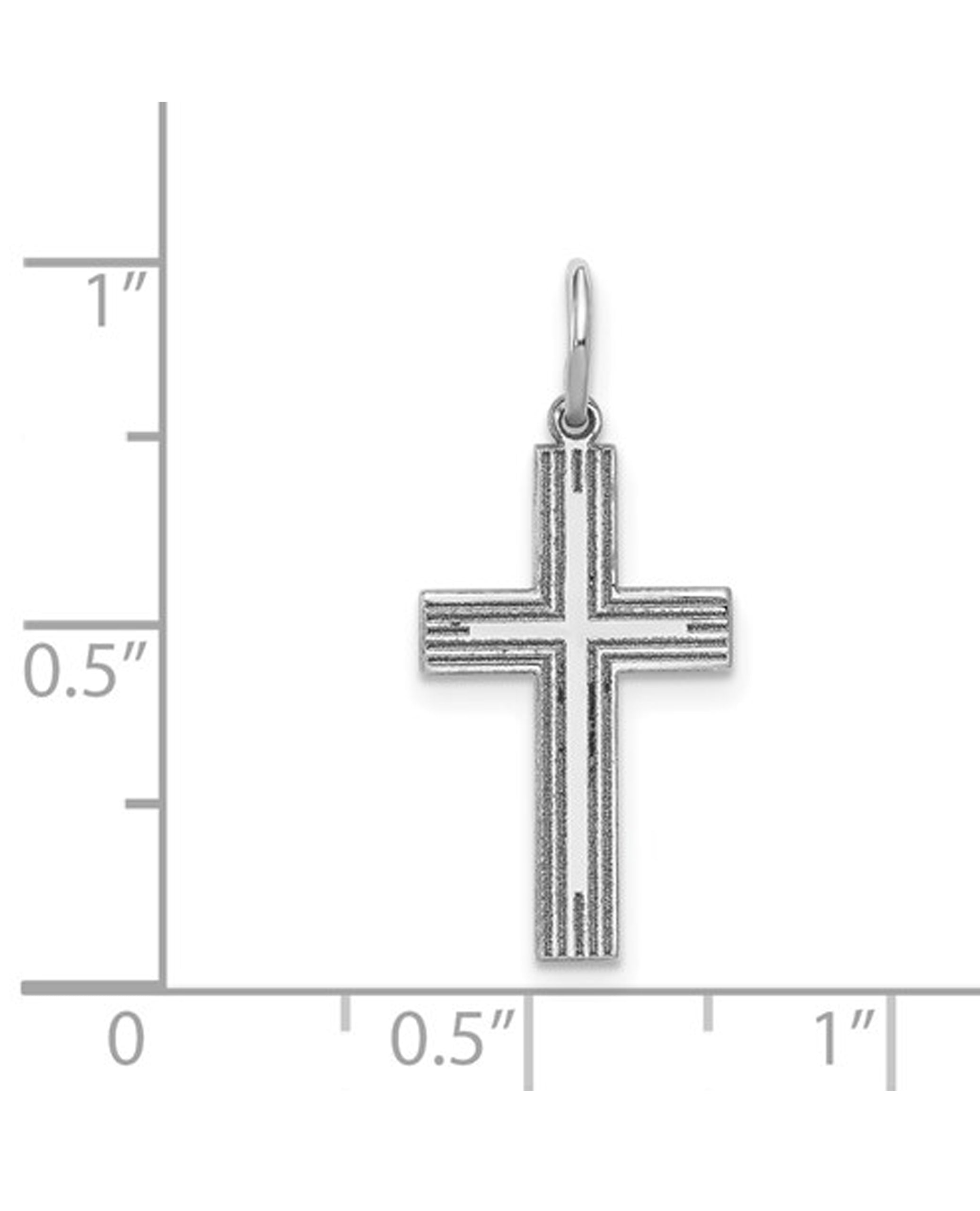 14K White Gold Solid Cross