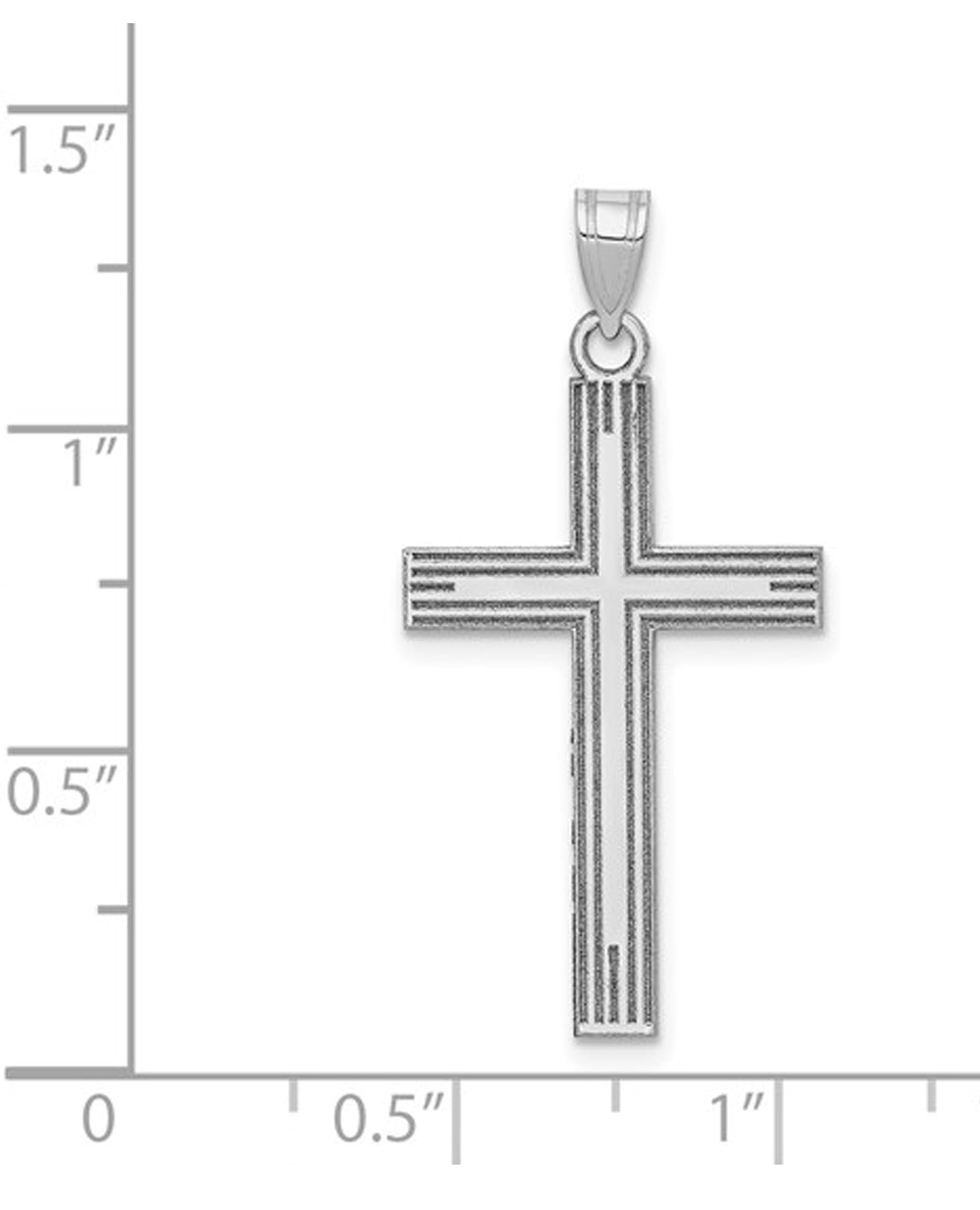 14K White Gold Laser Etched Cross