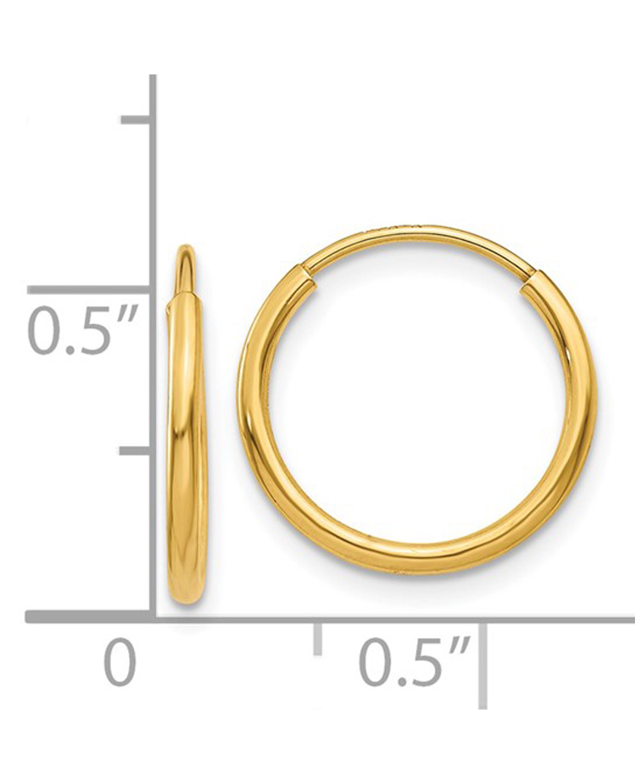 14K Yellow Gold 1.25mm Endless Hoop Earring