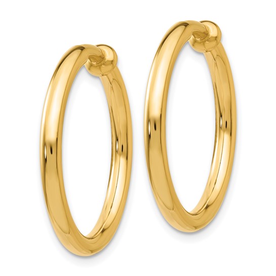 14K Yellow Gold Non-Pierced Hoop Earrings