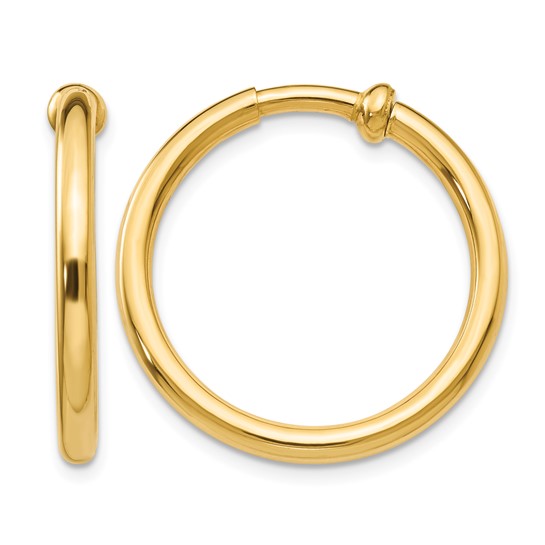 14K Yellow Gold Non-Pierced Hoop Earrings