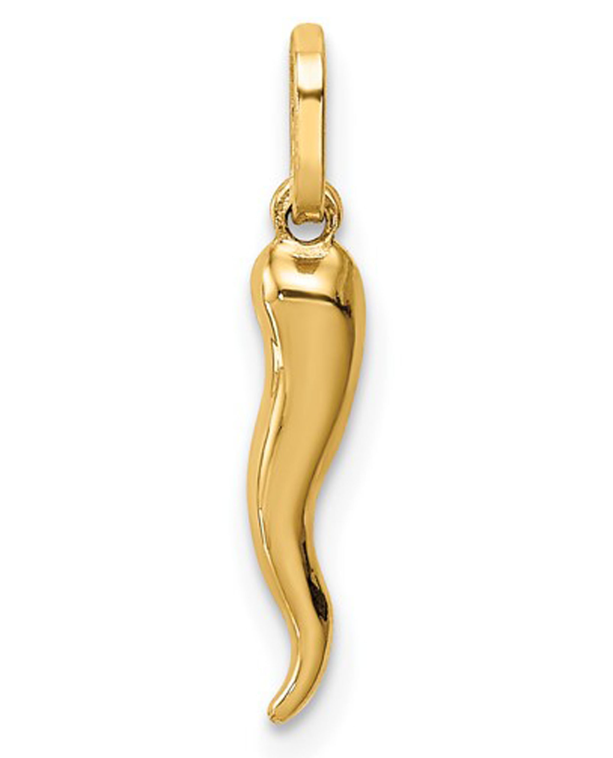 14K Yellow Gold Small Italian Horn Pendant