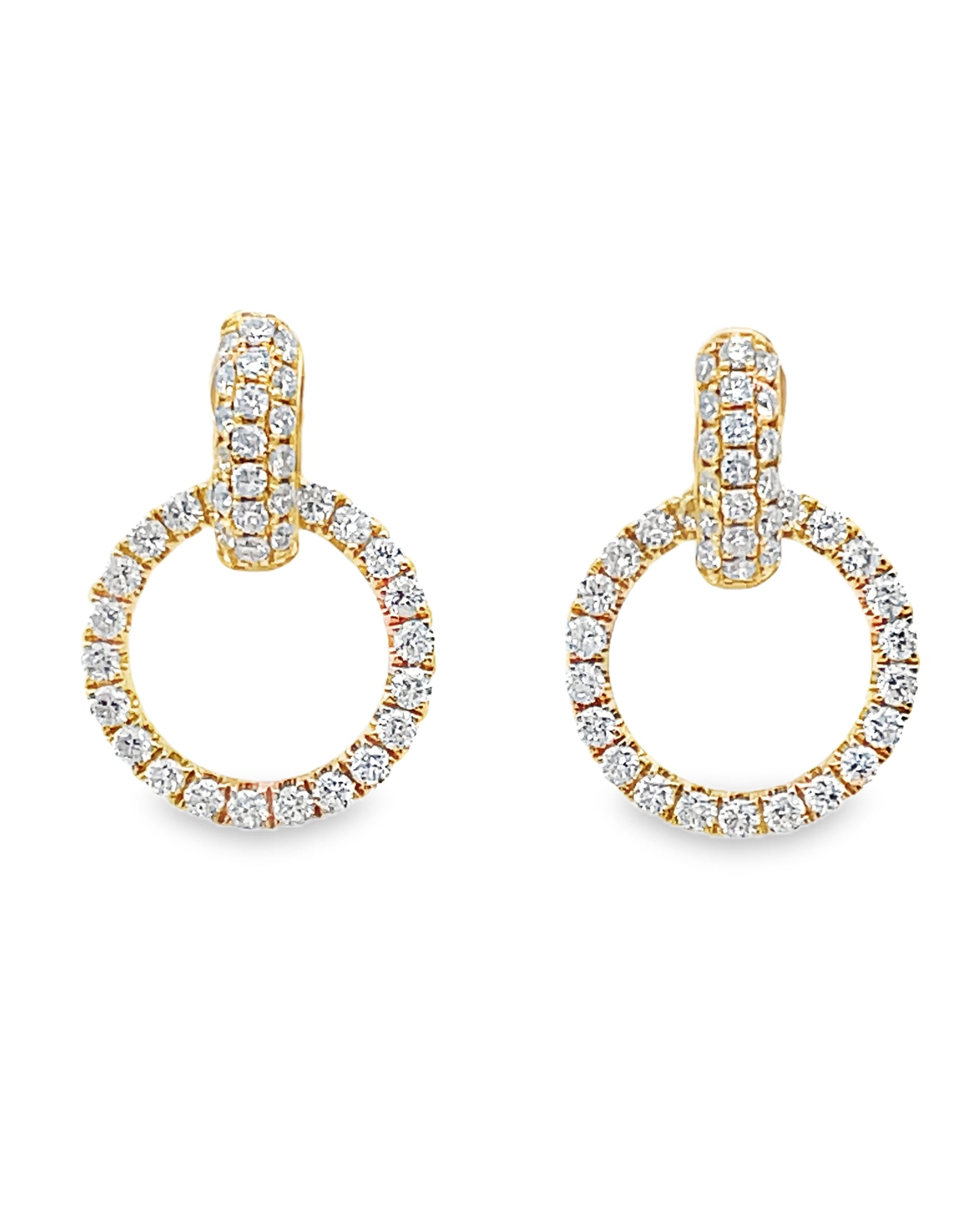 18K Yellow Gold Interlocking Diamond Drop Earrings