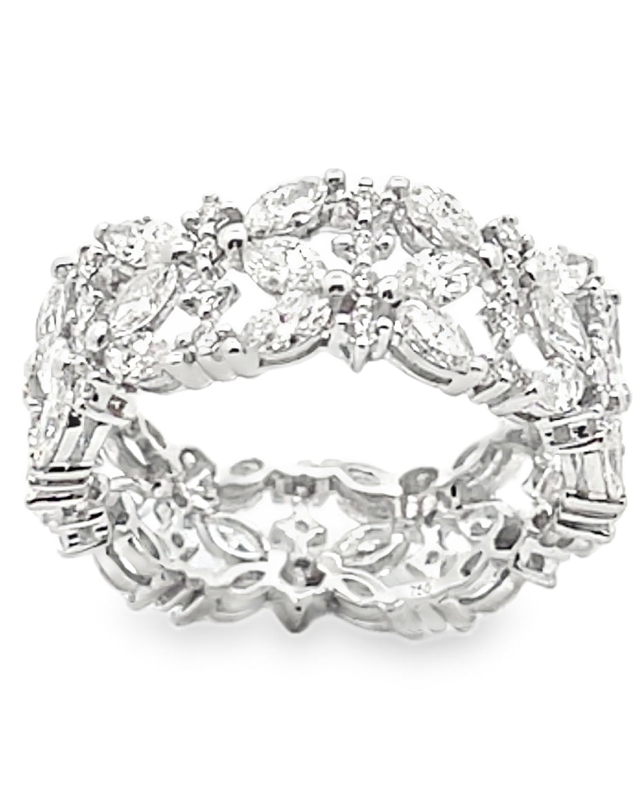 18K White Gold 2.44 Carat Diamond Ring Openwork Lattice Design