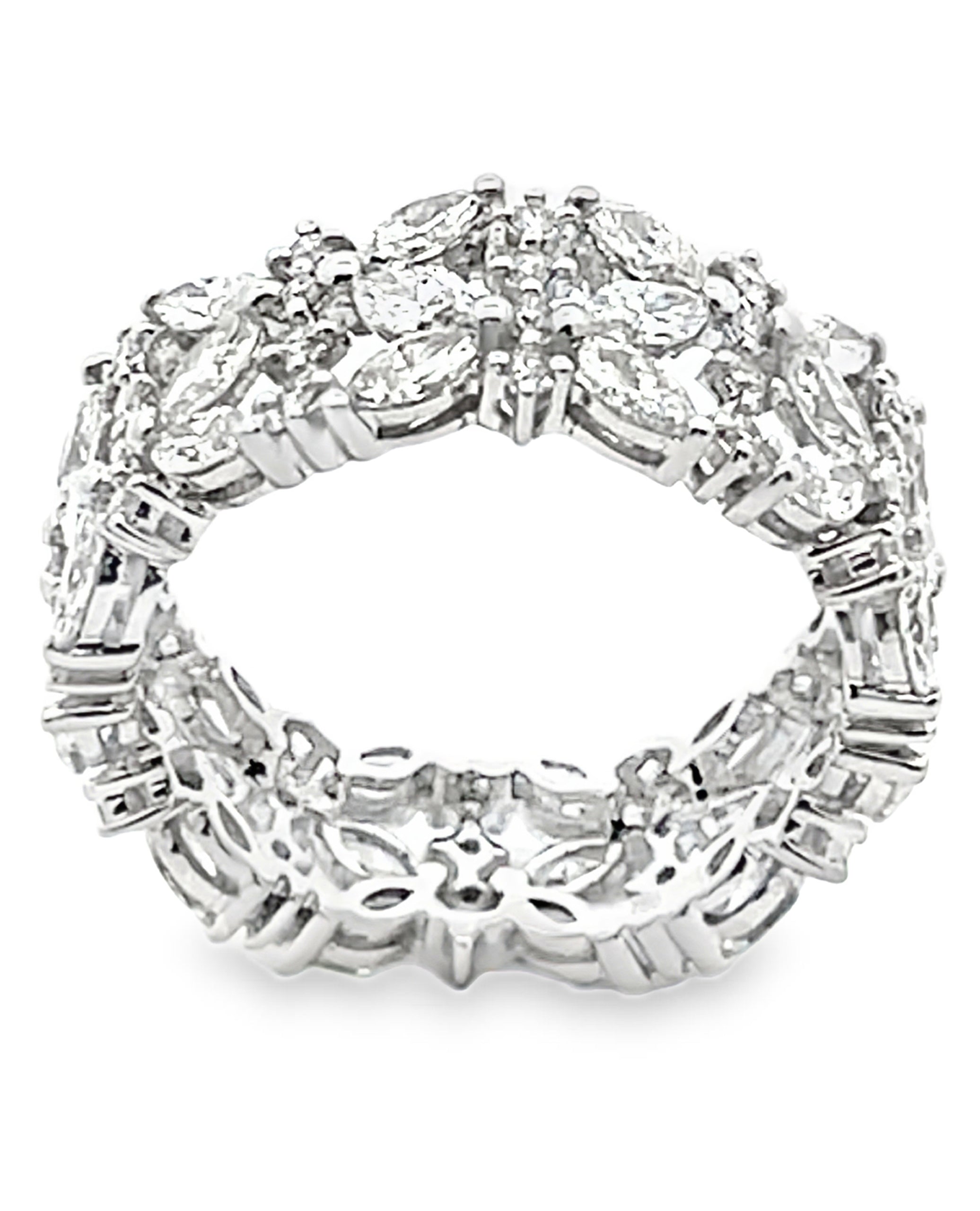 18K White Gold 2.44 Carat Diamond Ring Openwork Lattice Design