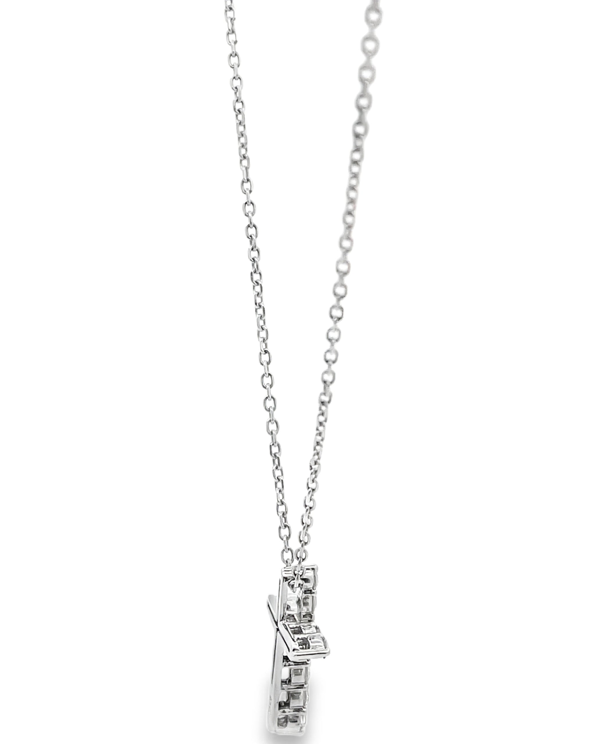 14K White Gold Diamond Cross Pendant Necklace