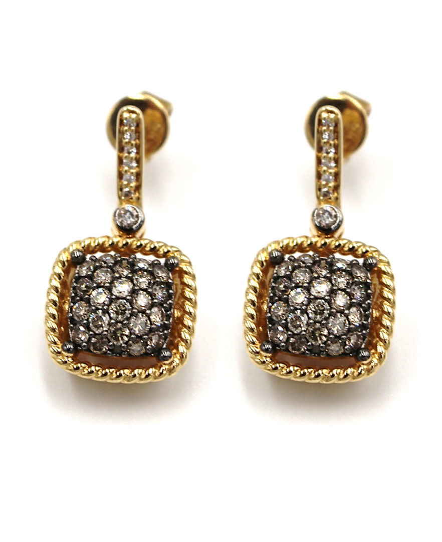 Le Vian 14K Yellow Gold Chocolate Diamond Square Shaped Drop Dangling Earrings