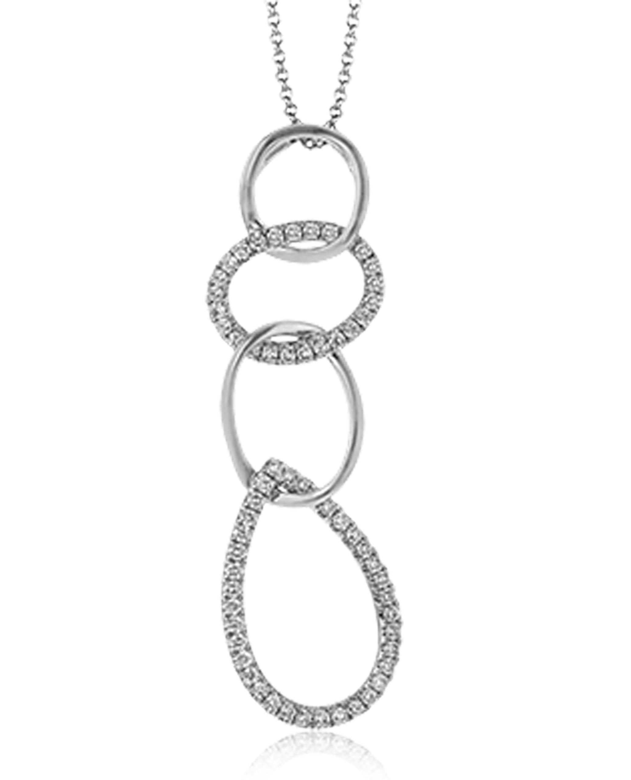 Zeghani ZP161 14K White Gold Interlocking Pendant Necklace