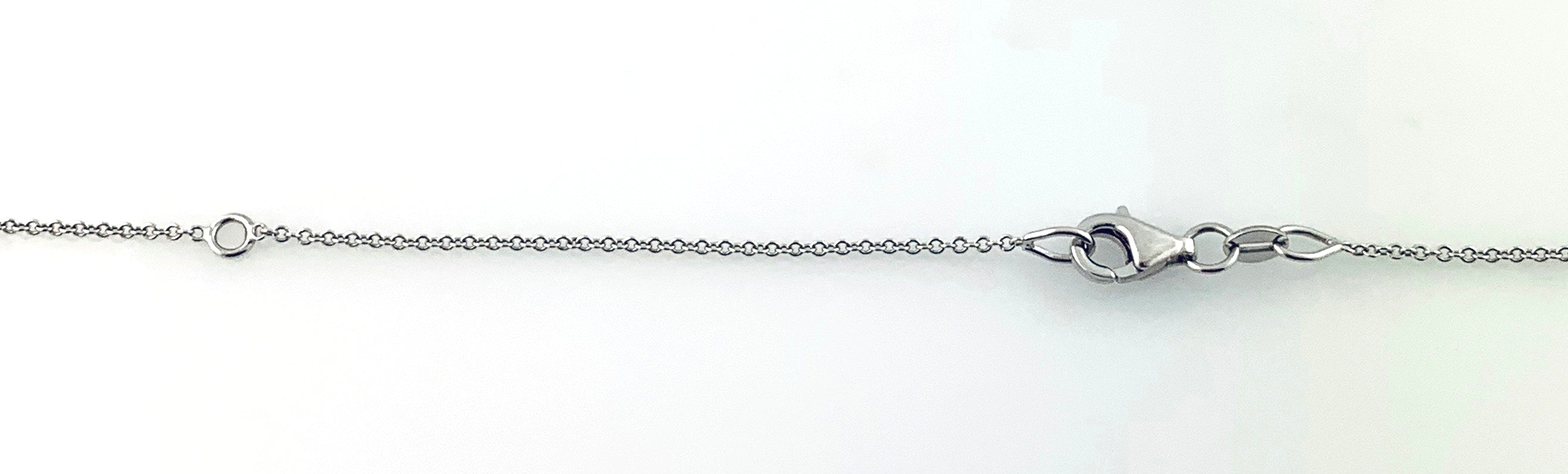 Zeghani ZP901 Round Blue Sapphire 14k White Gold Necklace with Diamonds