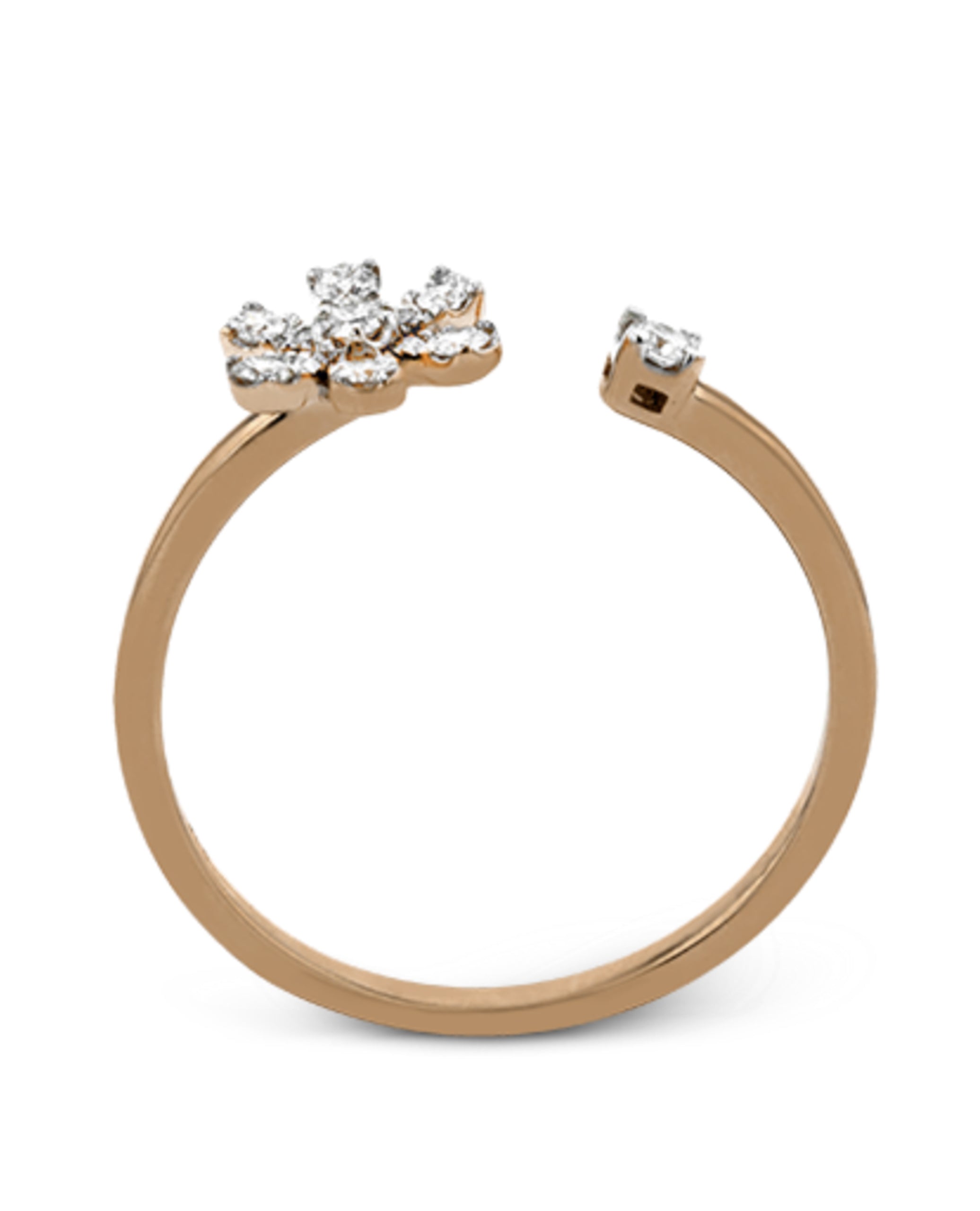 Zeghani ZR1864 Rose Gold Flower Bypass Ring with Diamonds
