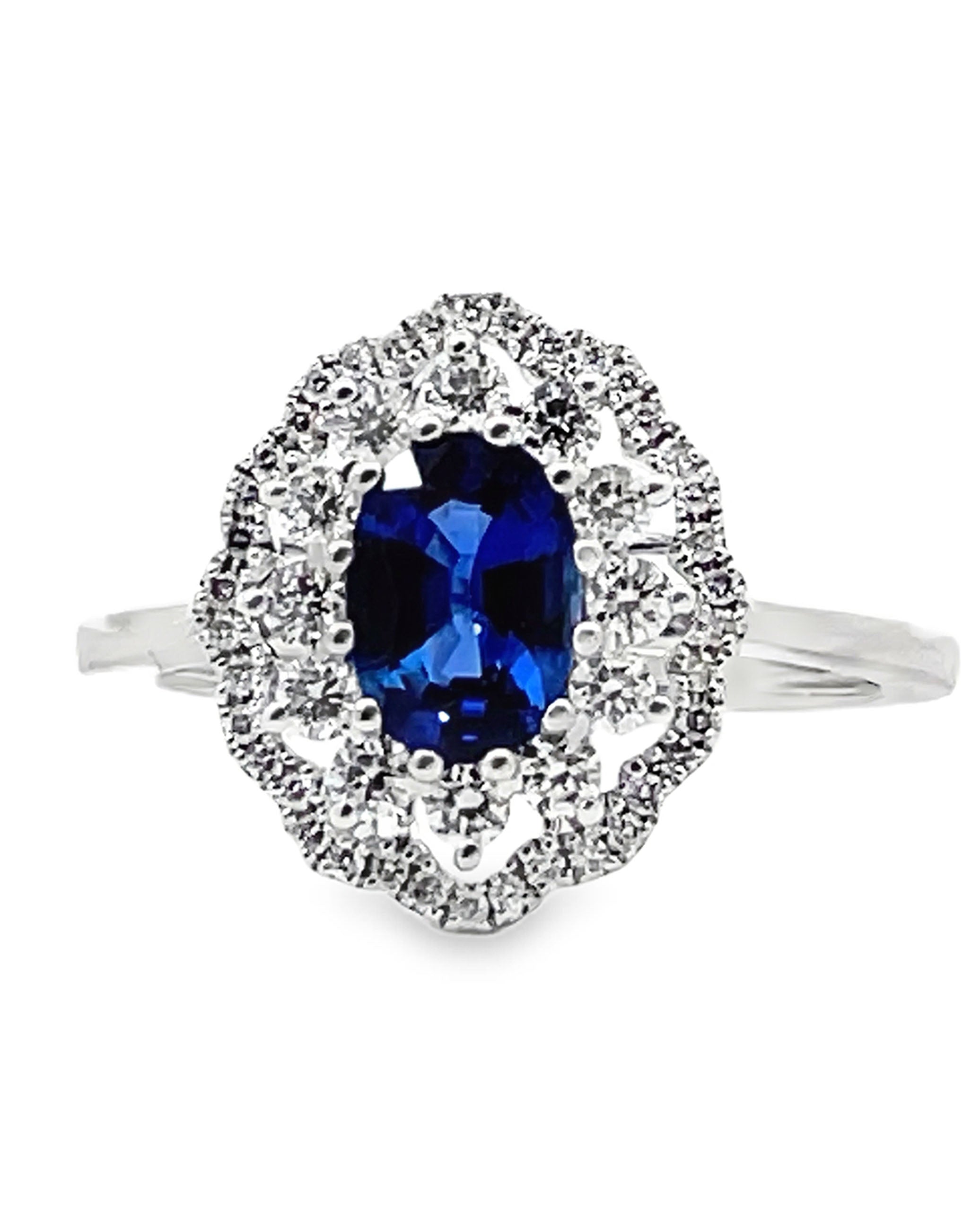 Zeghani 14K White Gold Sapphire and Diamond Ring