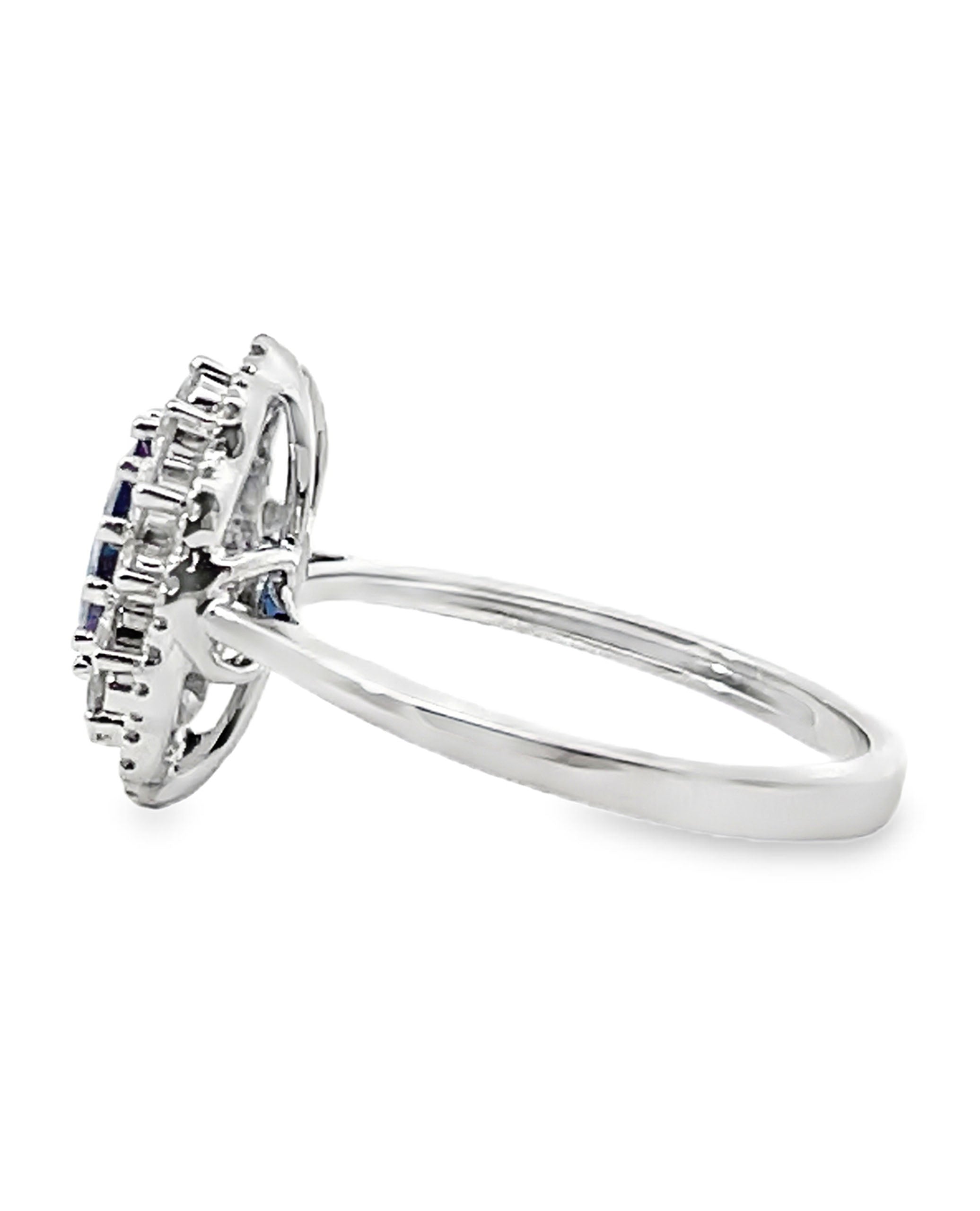 Zeghani 14K White Gold Sapphire and Diamond Ring