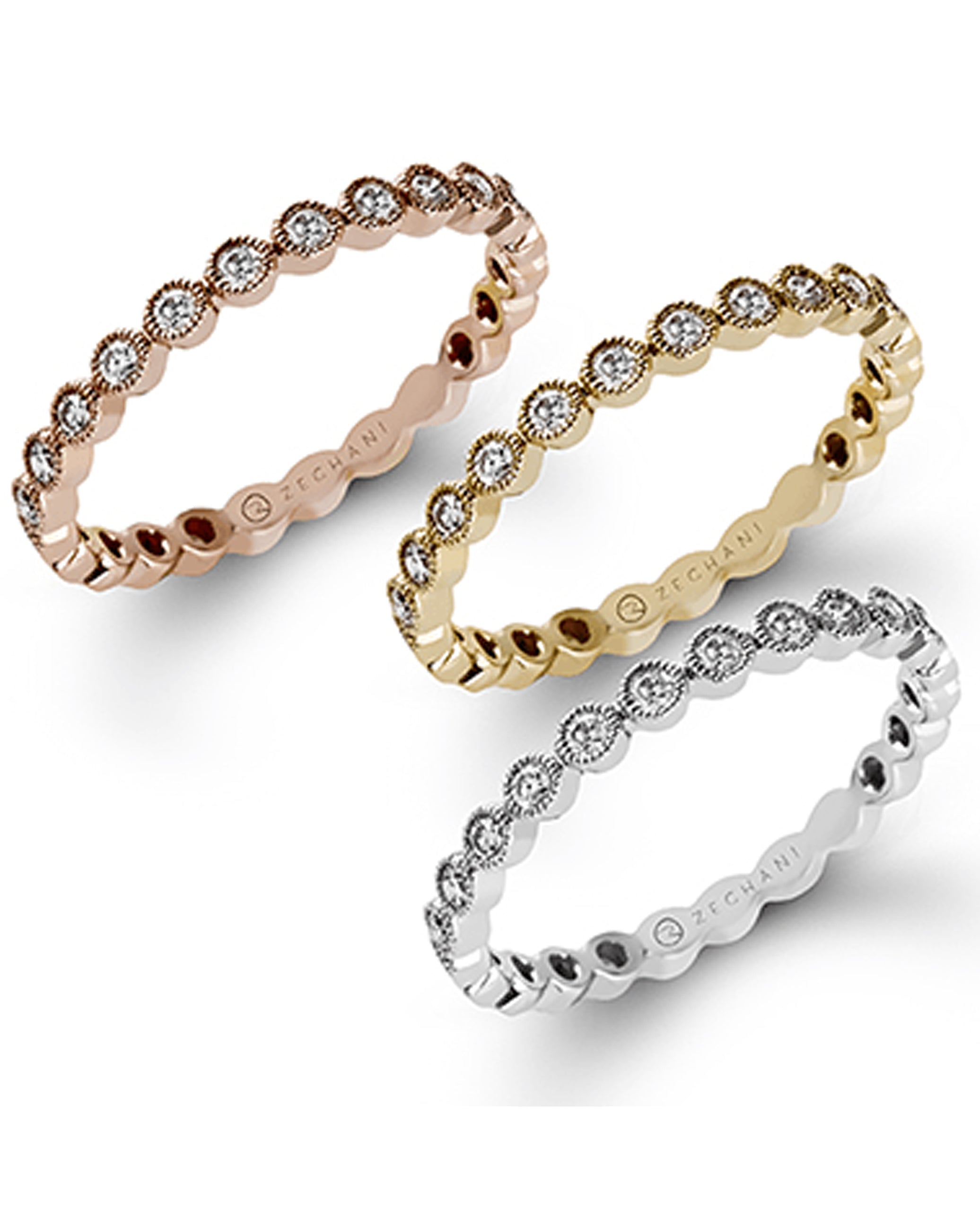 Zeghani ZR219-R Rose Gold Stackable Eternity Ring with Diamonds 0.41 Carats