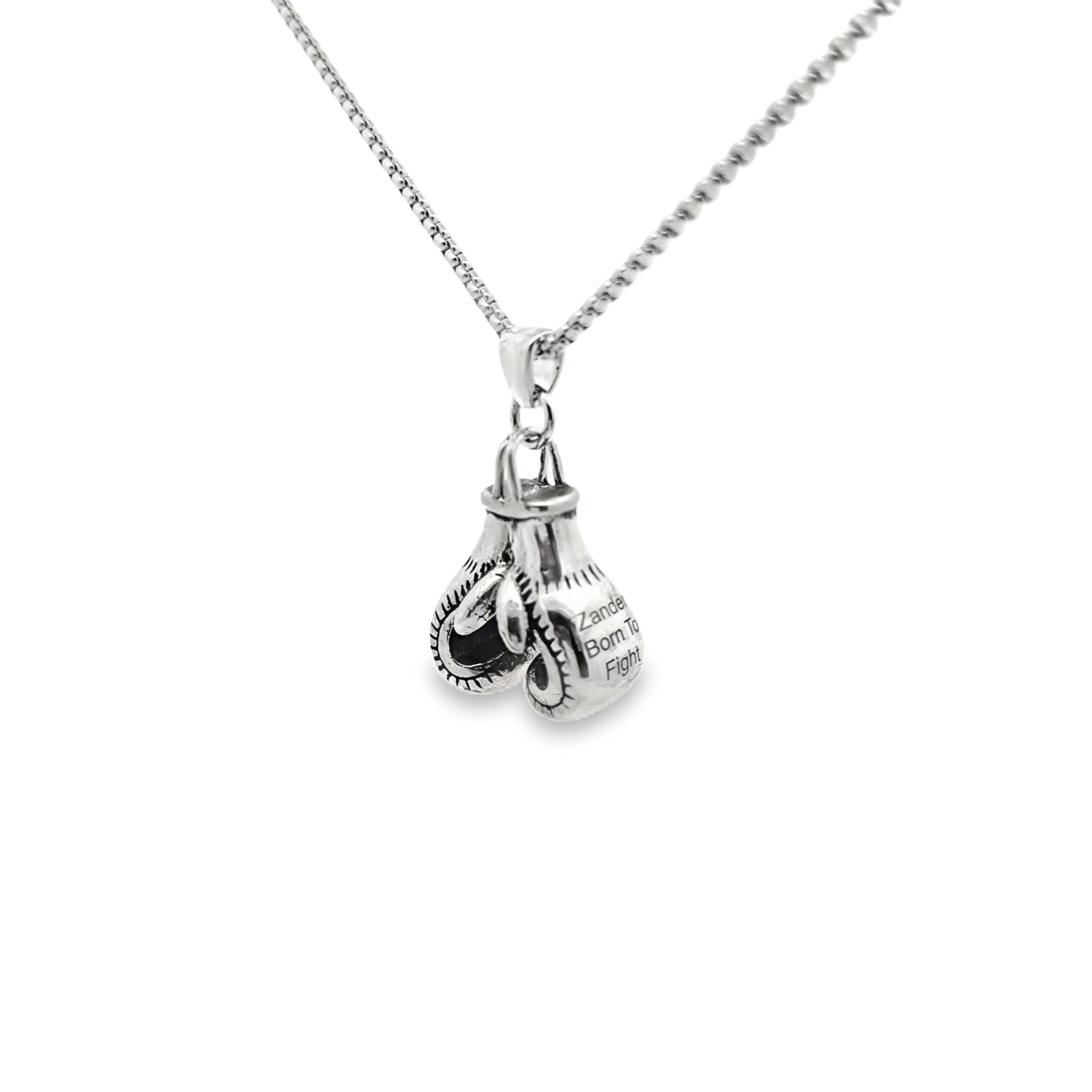 Custom Sterling Silver Boxing Gloves Necklace
