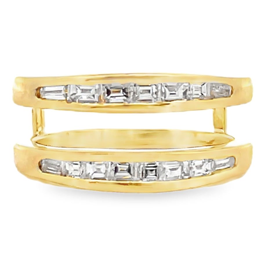 Pre-Owned 14K Yellow Gold Ring Enhancer/Ring Jacket with Baguette Diamonds