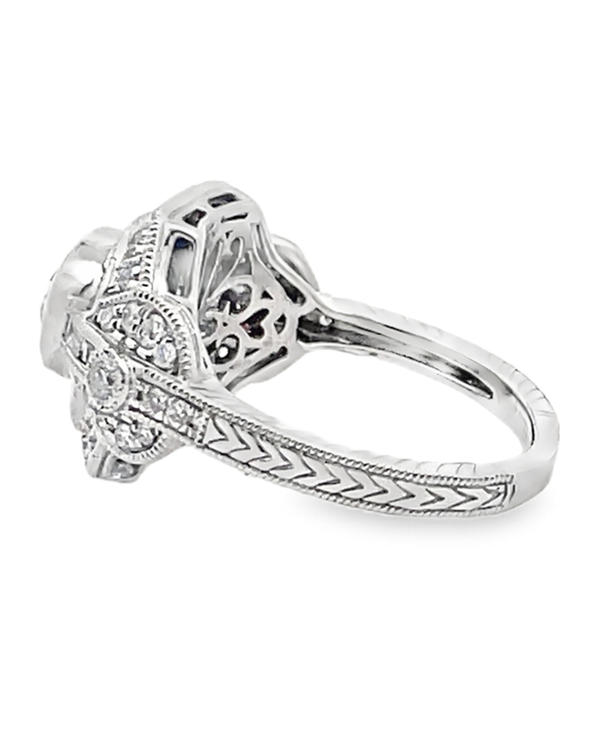 Platinum Sapphire and Diamond Art Deco Shield Ring