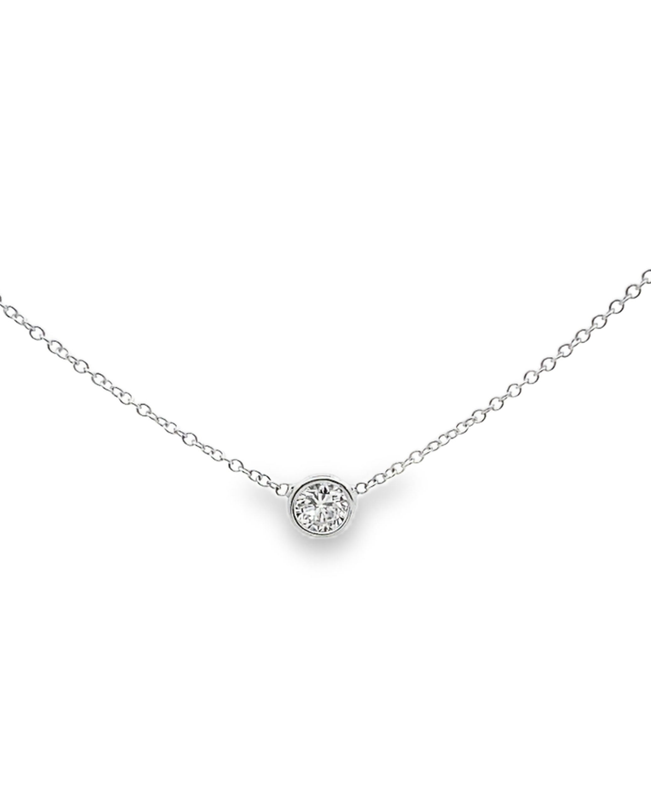 14K White Gold Diamond Dot Necklace