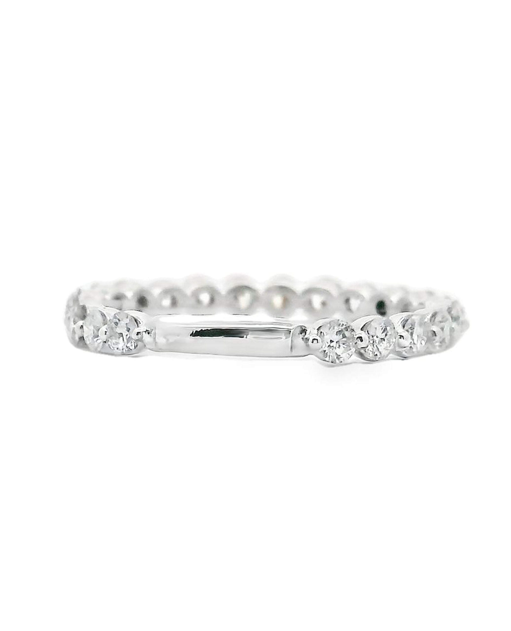 14K White Gold Single Shared Prong Diamonds- Size 6
