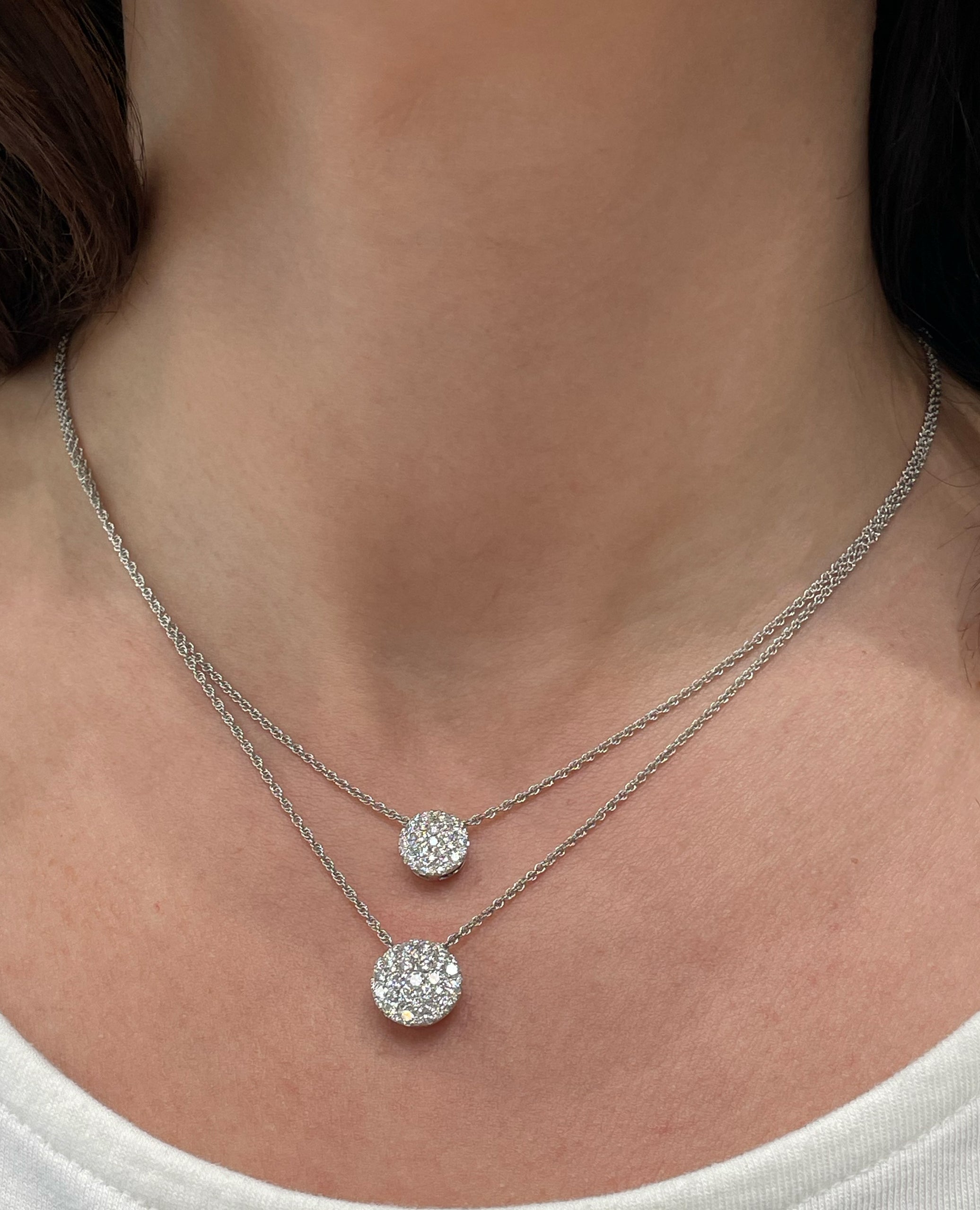 Allison Kaufman 14K White Gold Circular Pendant Necklace with Diamonds 1.00 Carat