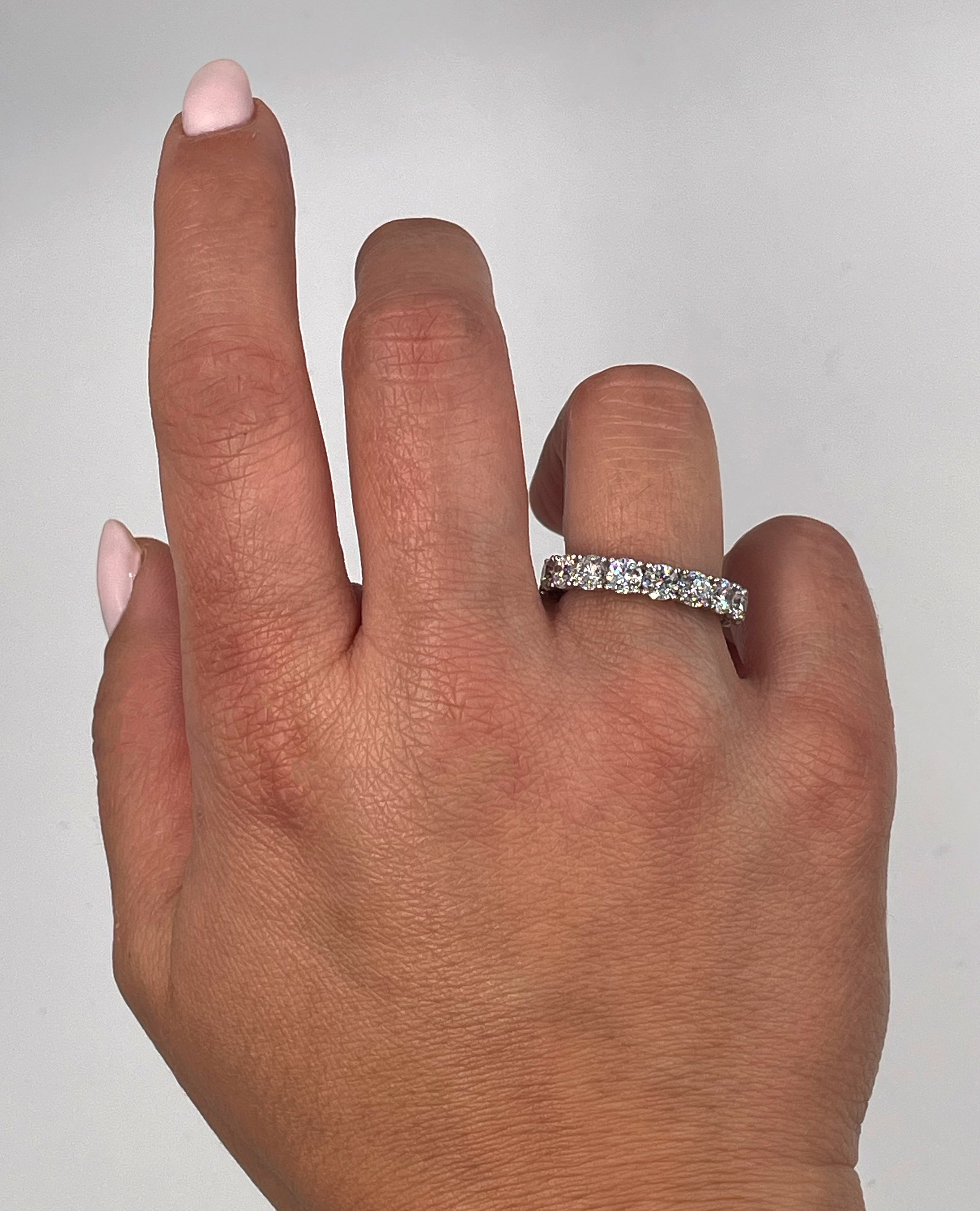 14K White Gold Diamond 4.14 Carat Eternity Band