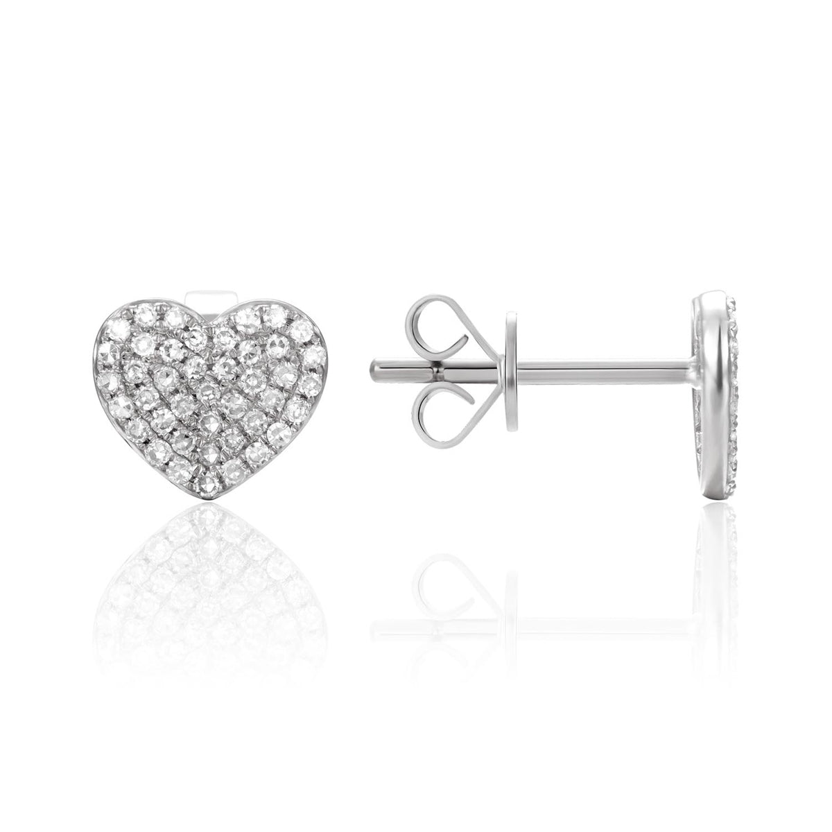 14K White Gold Heart Earrings