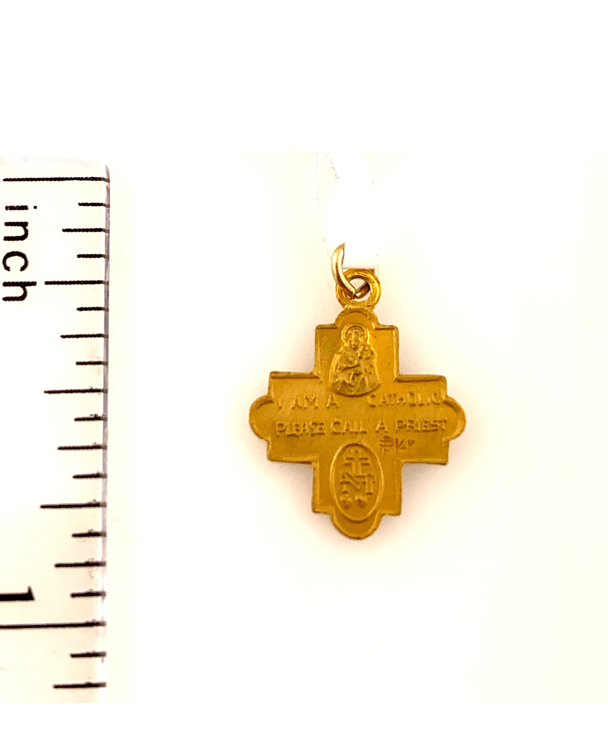 14K Yellow Gold Four Way Cross Medal