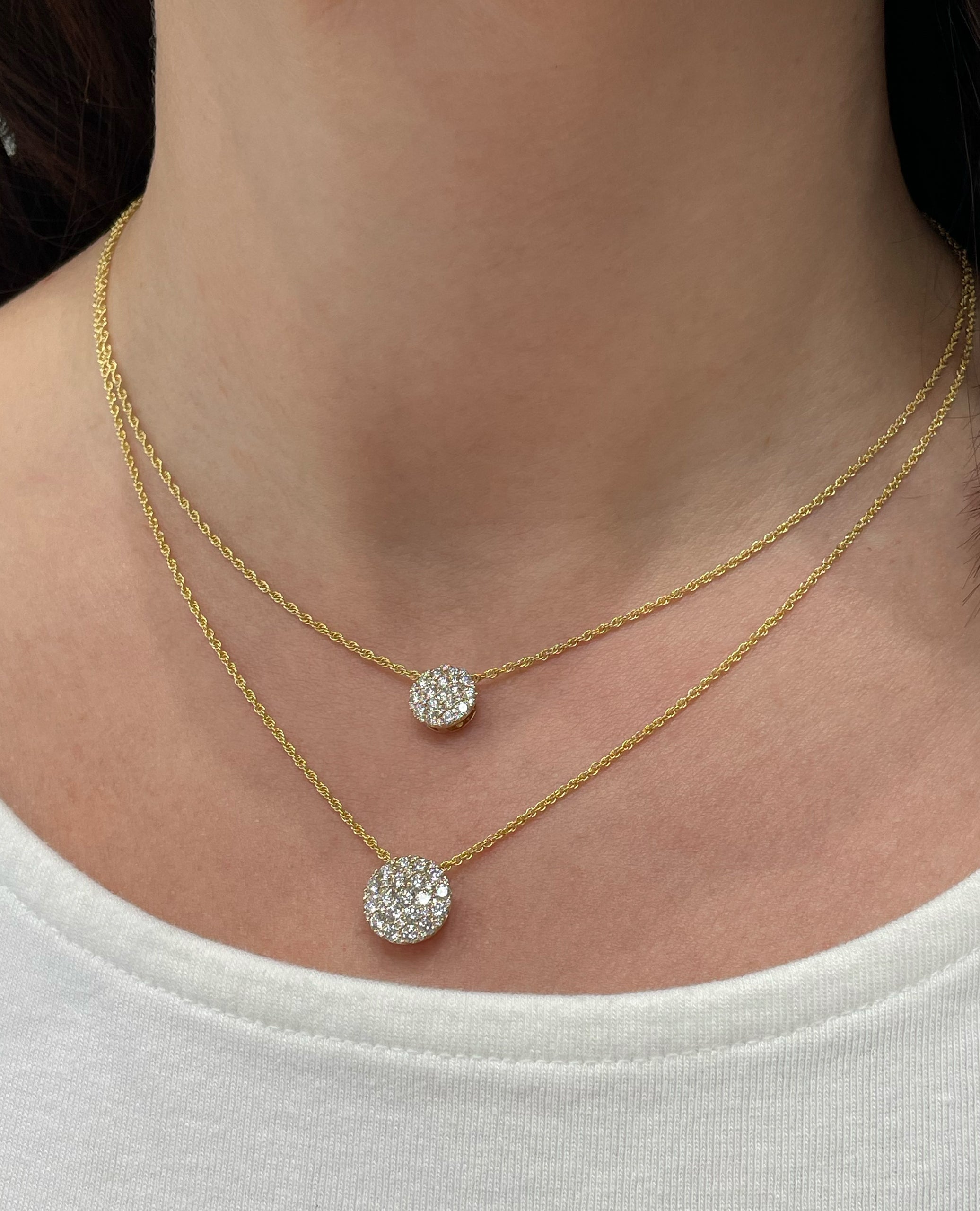 Allison Kaufman 14K Yellow Gold Diamond Circle Pendant Necklace 1.00 Carats