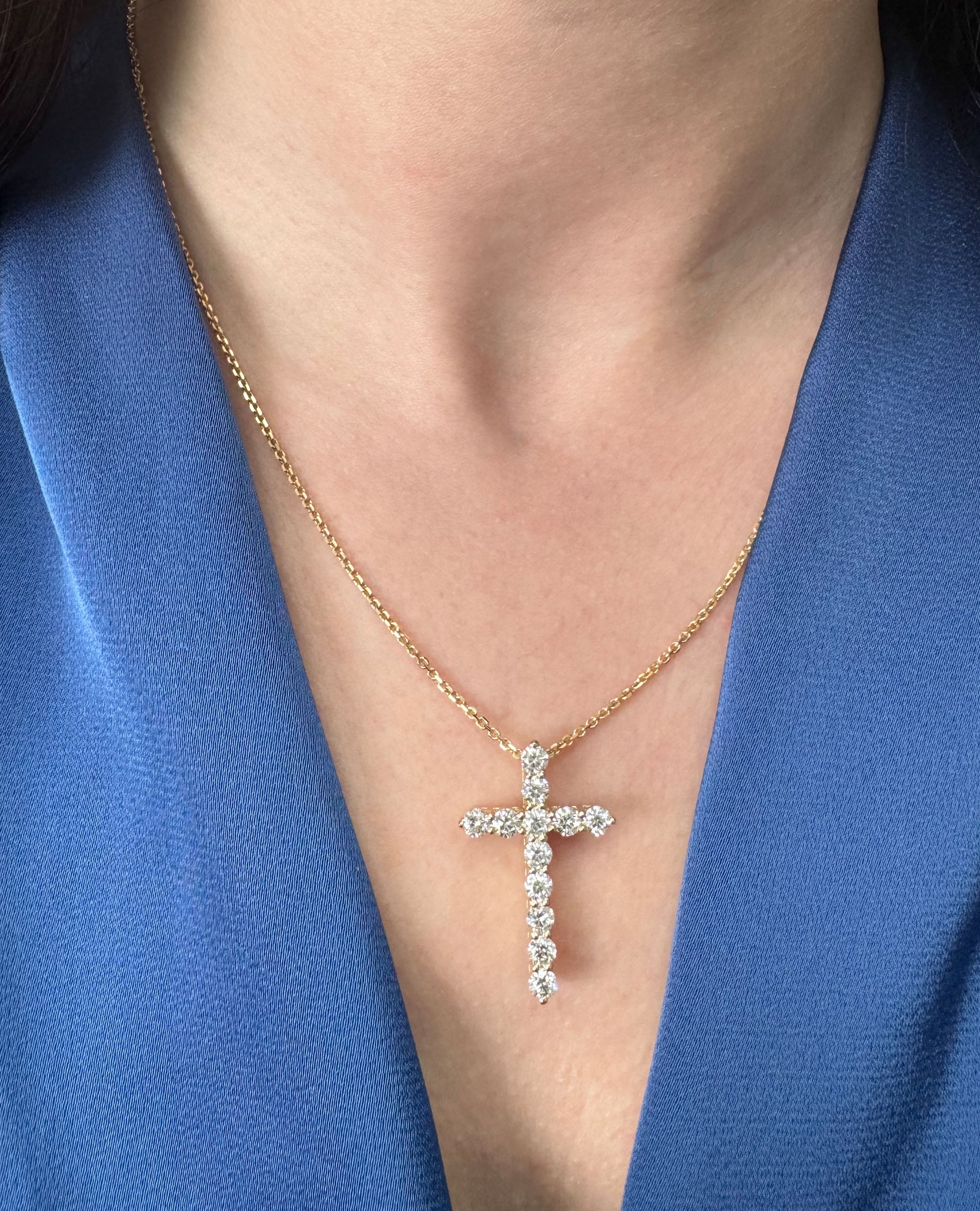 14K Yellow Gold Diamond Cross