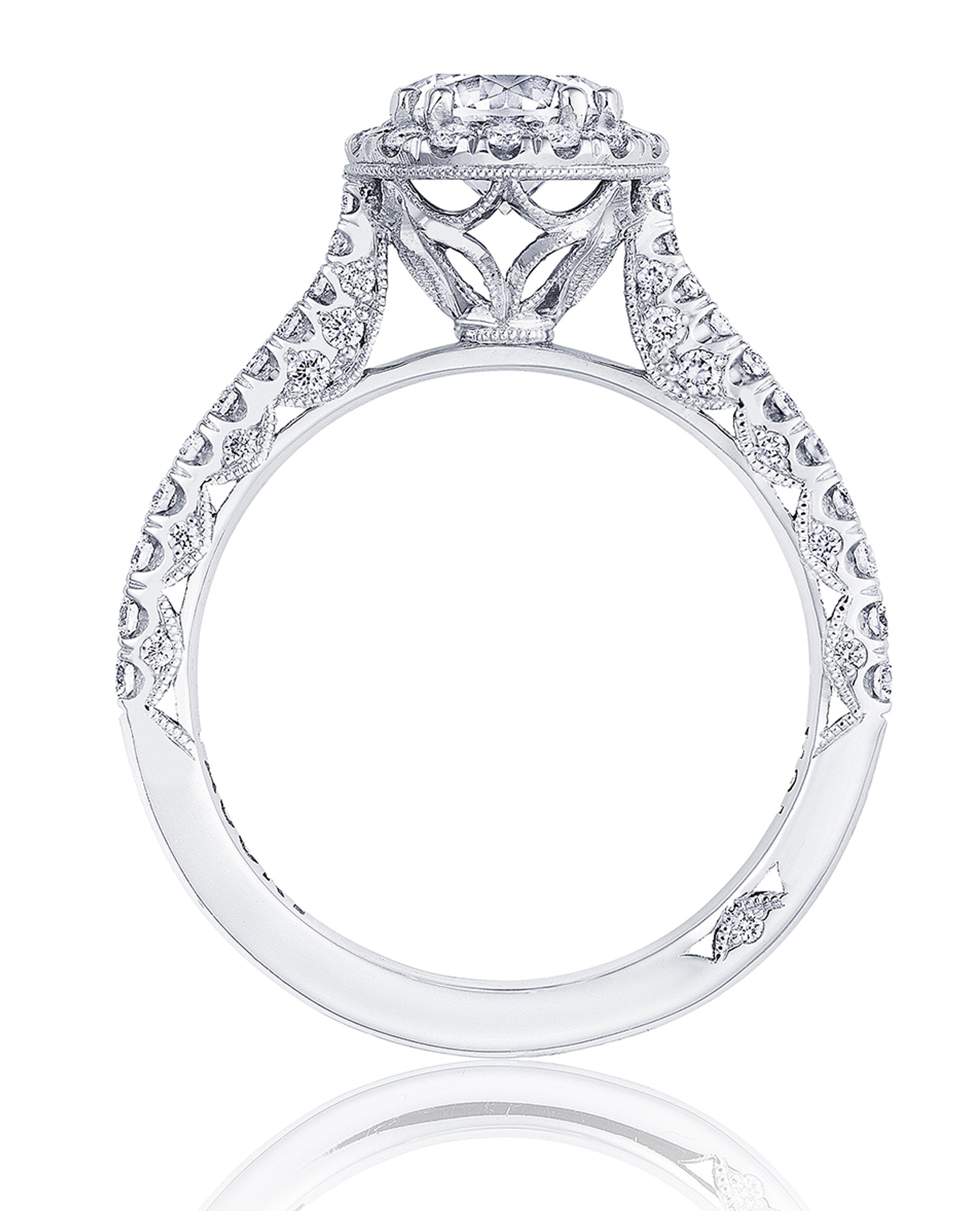 Tacori HT2571 Round Petite Crescent Platinum Engagement Ring Setting